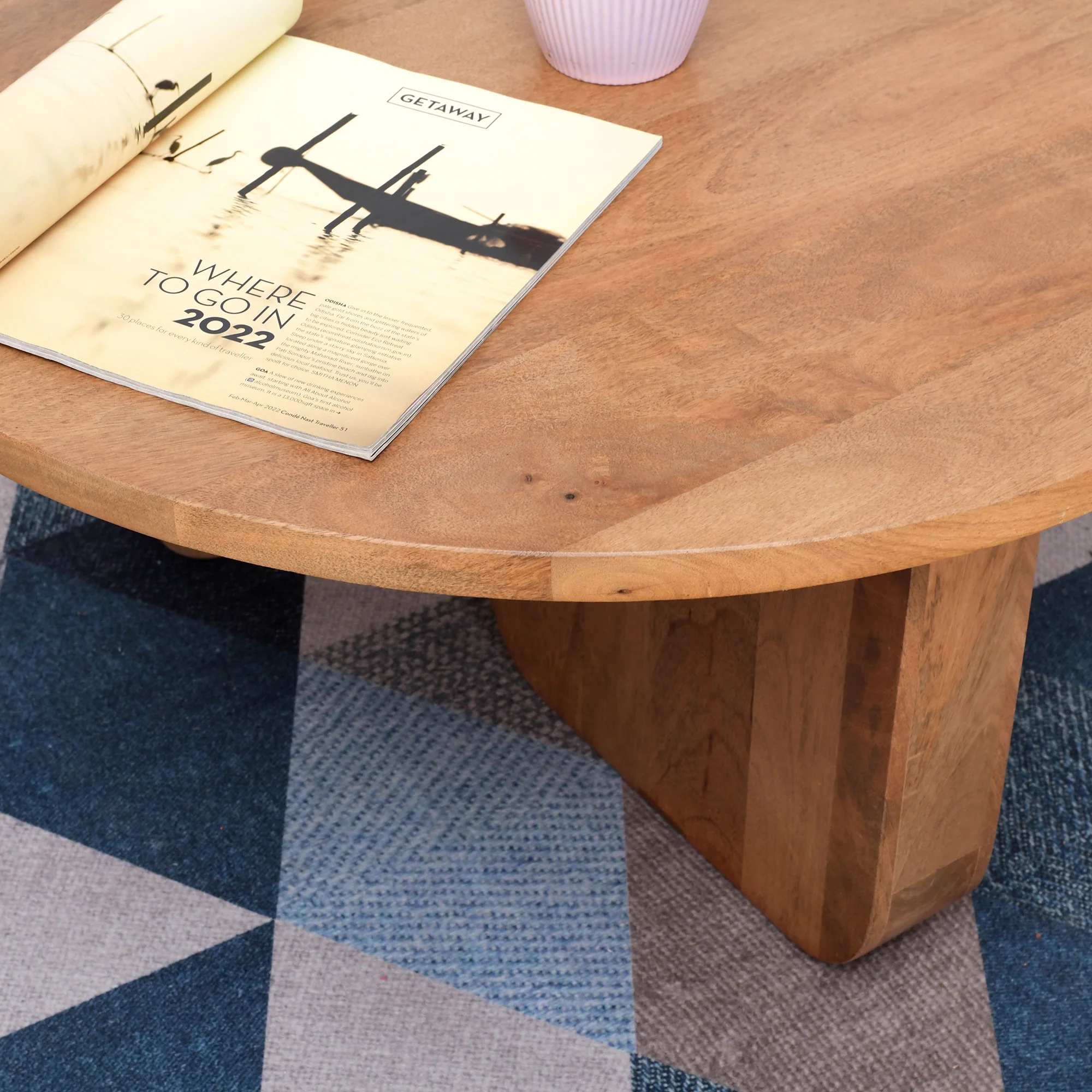 AGRA - Table basse ronde en bois massif de manguier - Image 3