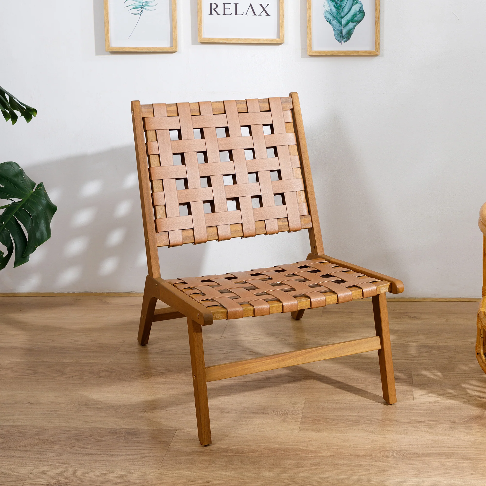 AGUILARES - Fauteuil intérieur extérieur en acacia massif et suèdine - Image 7