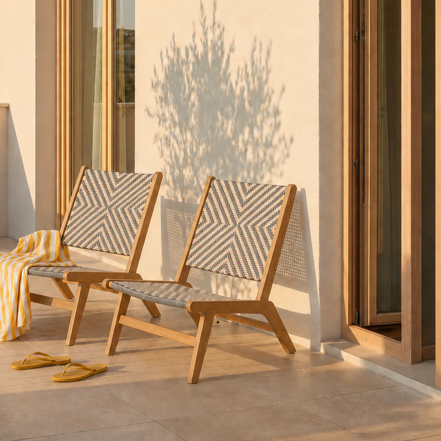 AGUILARES - Fauteuil intérieur extérieur en acacia massif et fibres - Image 3