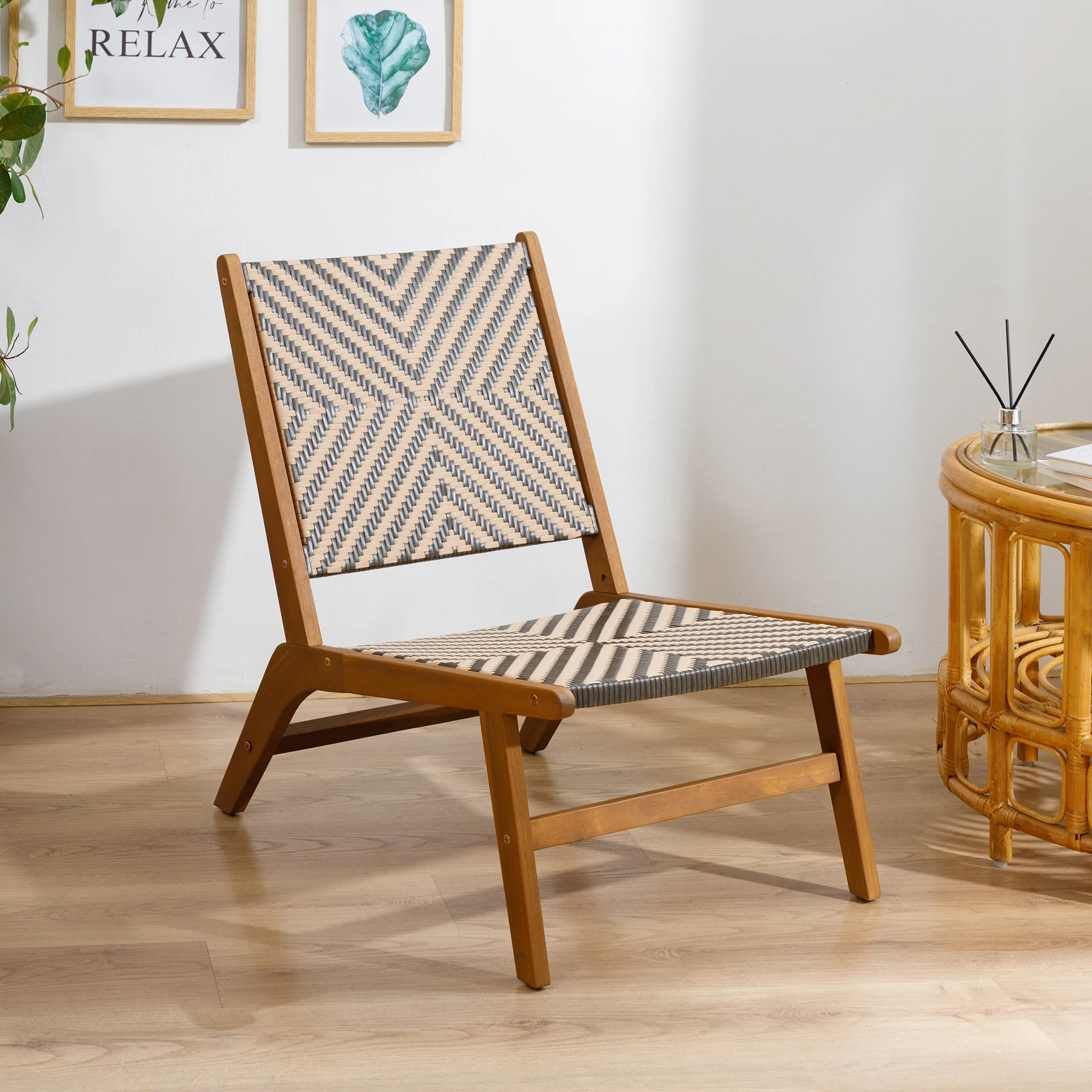 AGUILARES - Fauteuil intérieur extérieur en acacia massif et fibres - Image 7