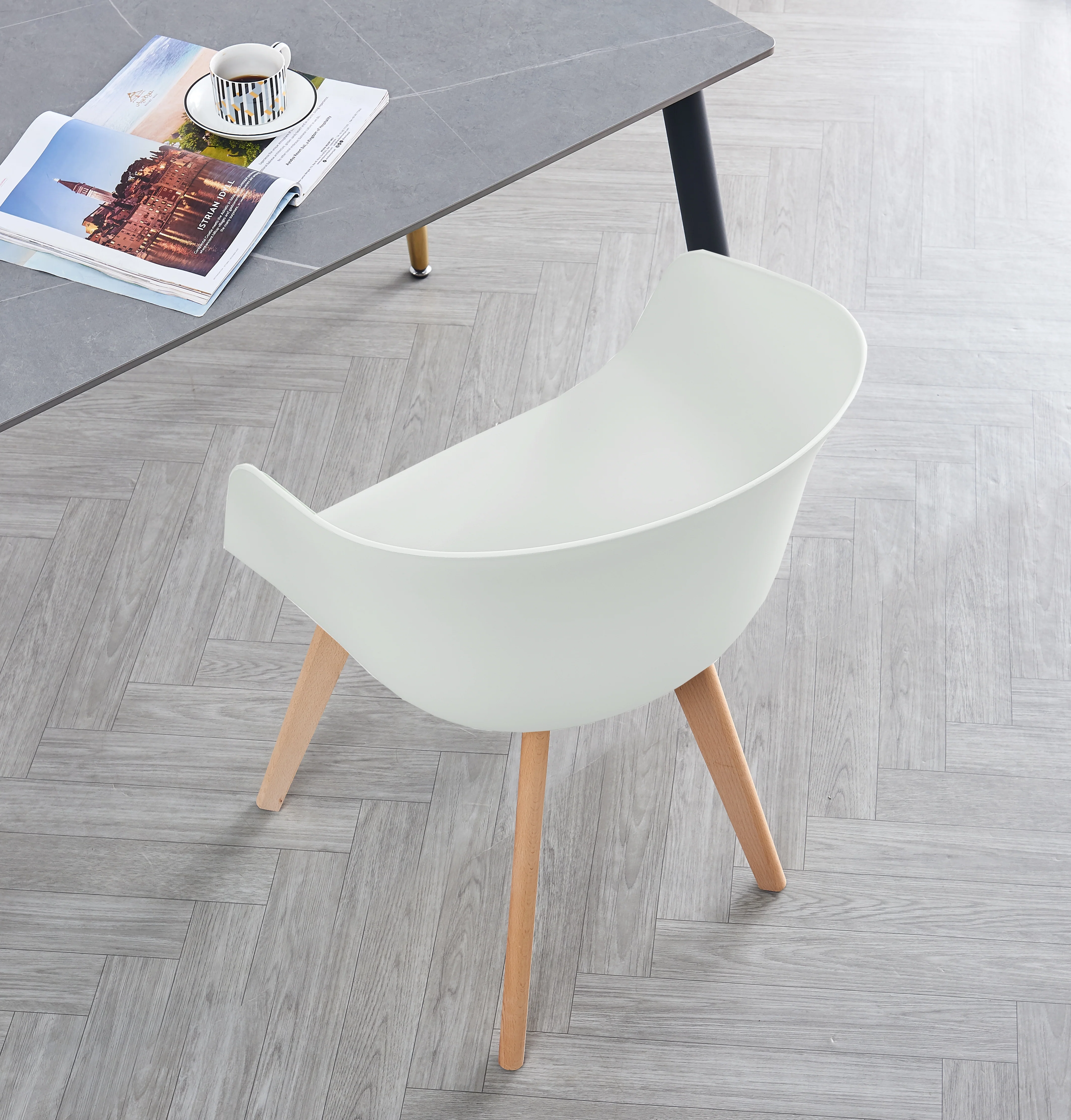 ALBORG - Chaise de salle à manger scandinave en polypropylène blanc - Image 3