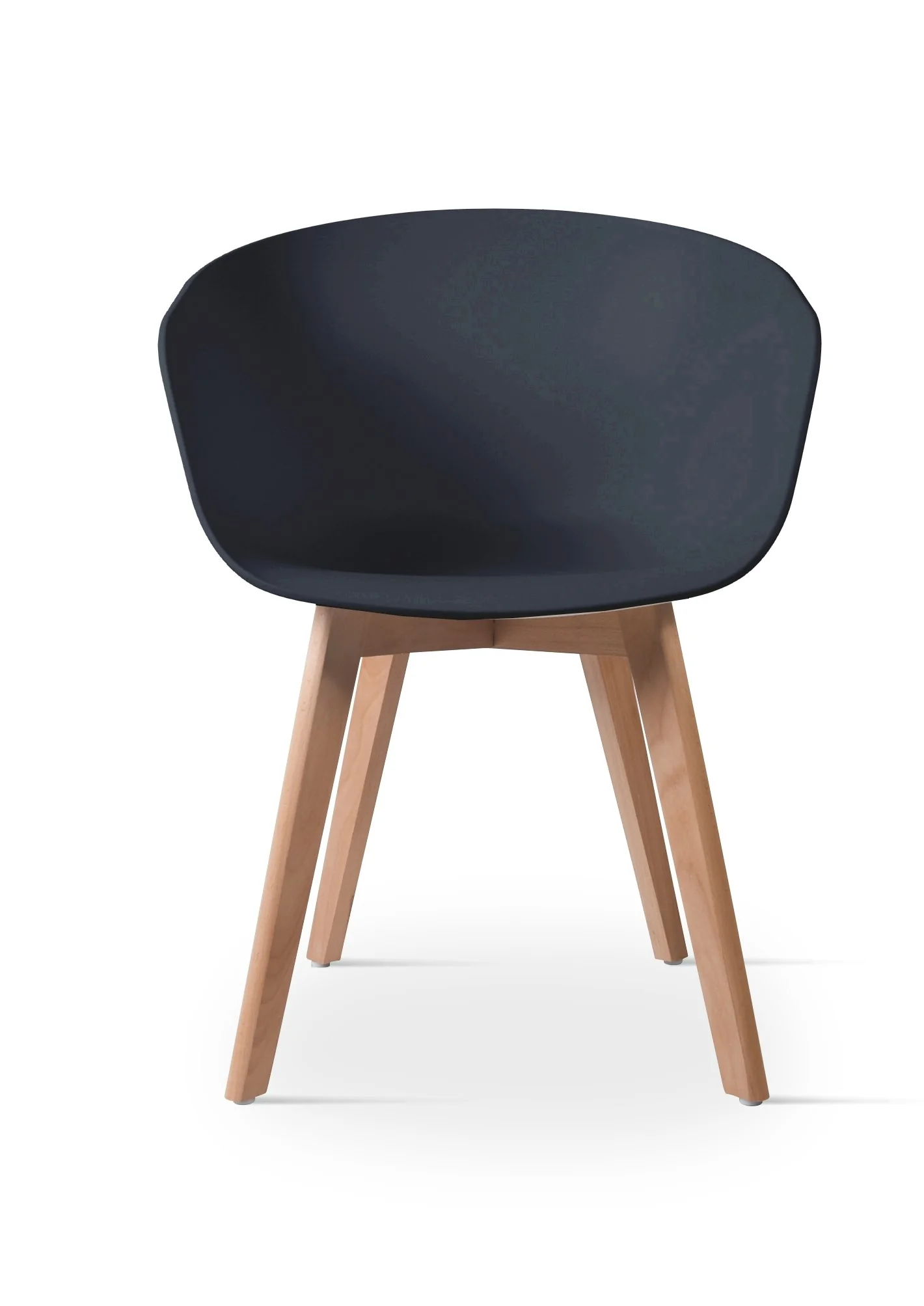 ALBORG - Lot de 4 chaises scandinaves en bois et polypropylène noir - Image 5