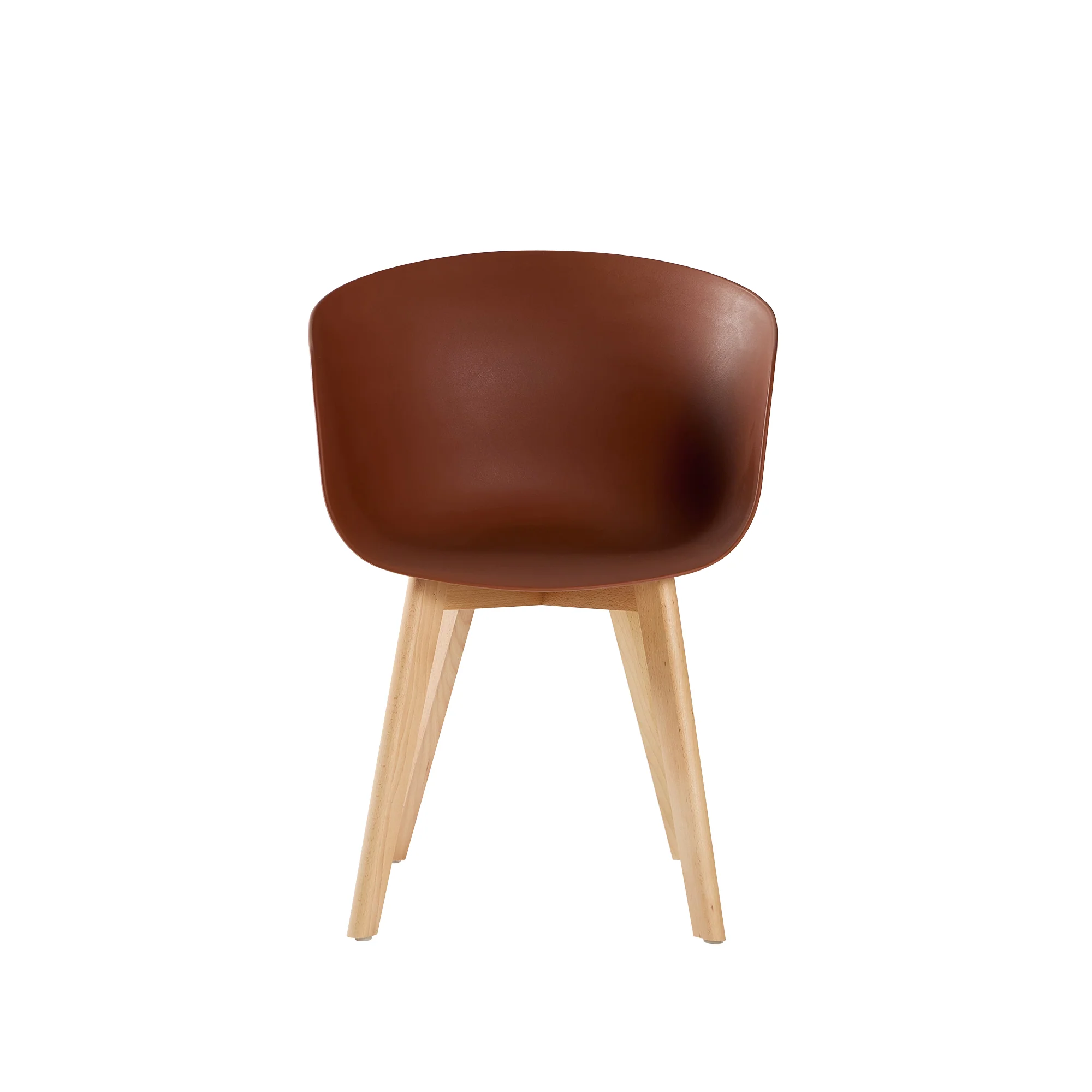 ALBORG - Lot de 4 chaises scandinaves en bois et polypropylène terracotta - Image 8