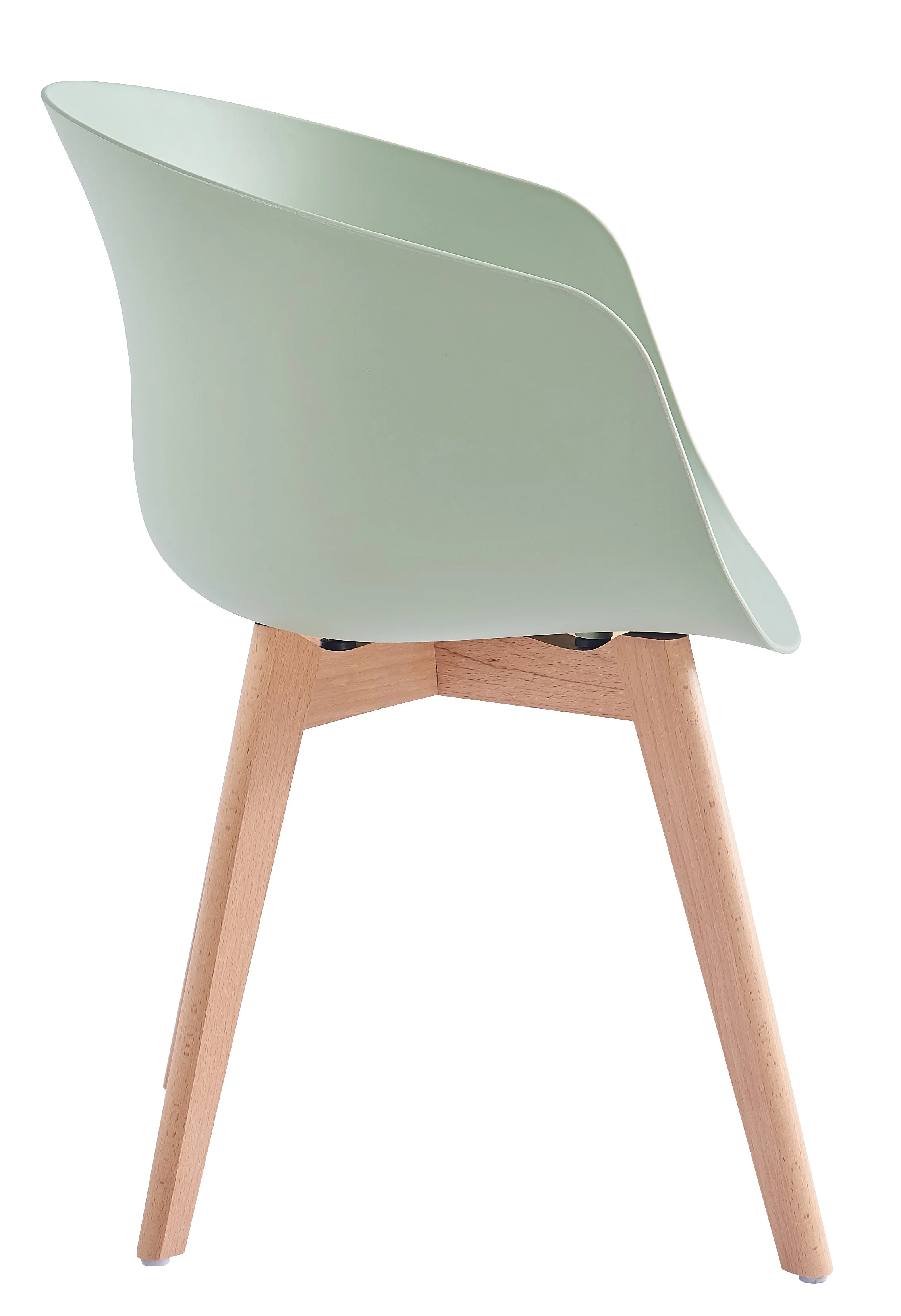 ALBORG - Lot de 4 chaises scandinaves en bois et polypropylène vert menthe - Image 3