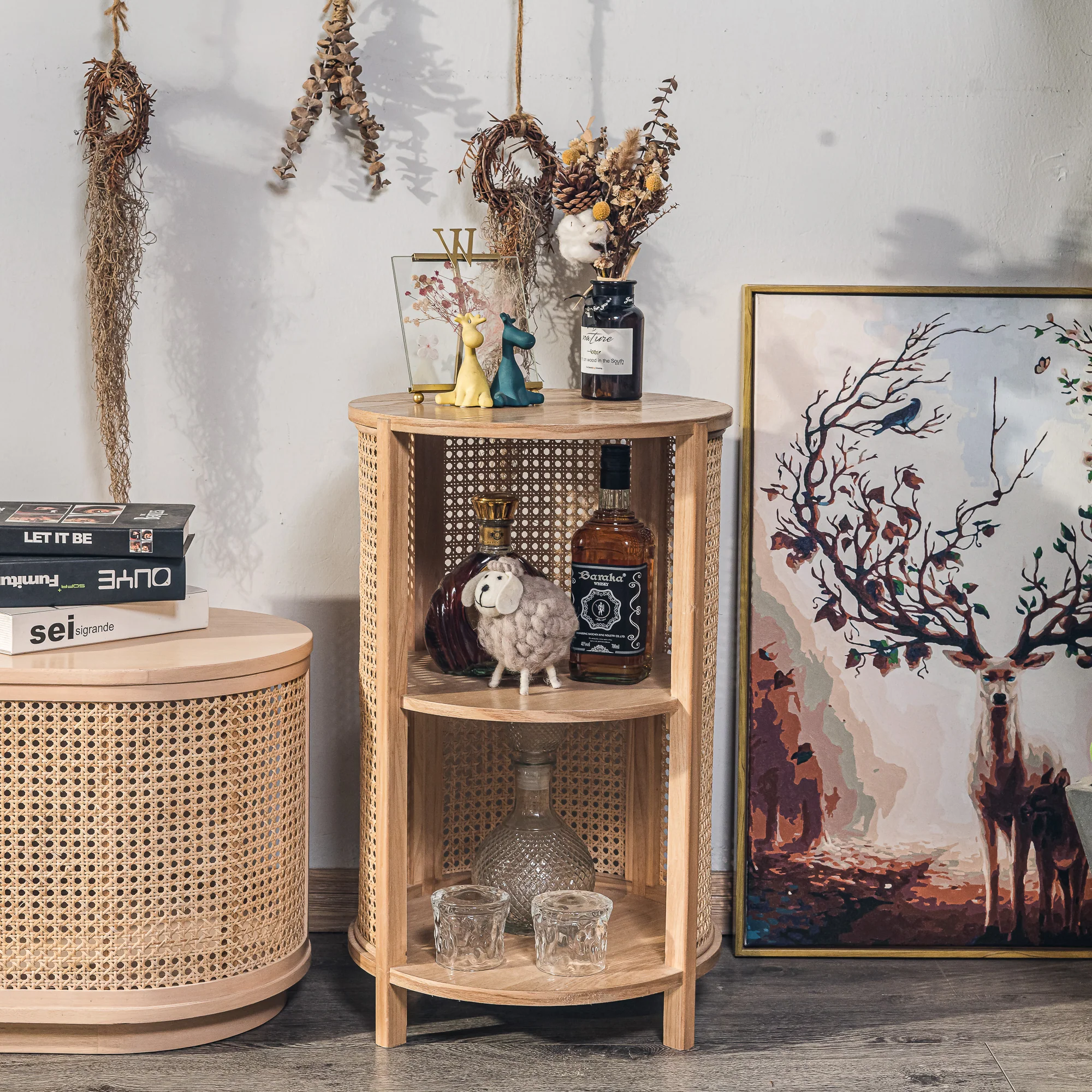 ALTA - Table de chevet avec 2 rangements en bois et rotin naturel - Image 6