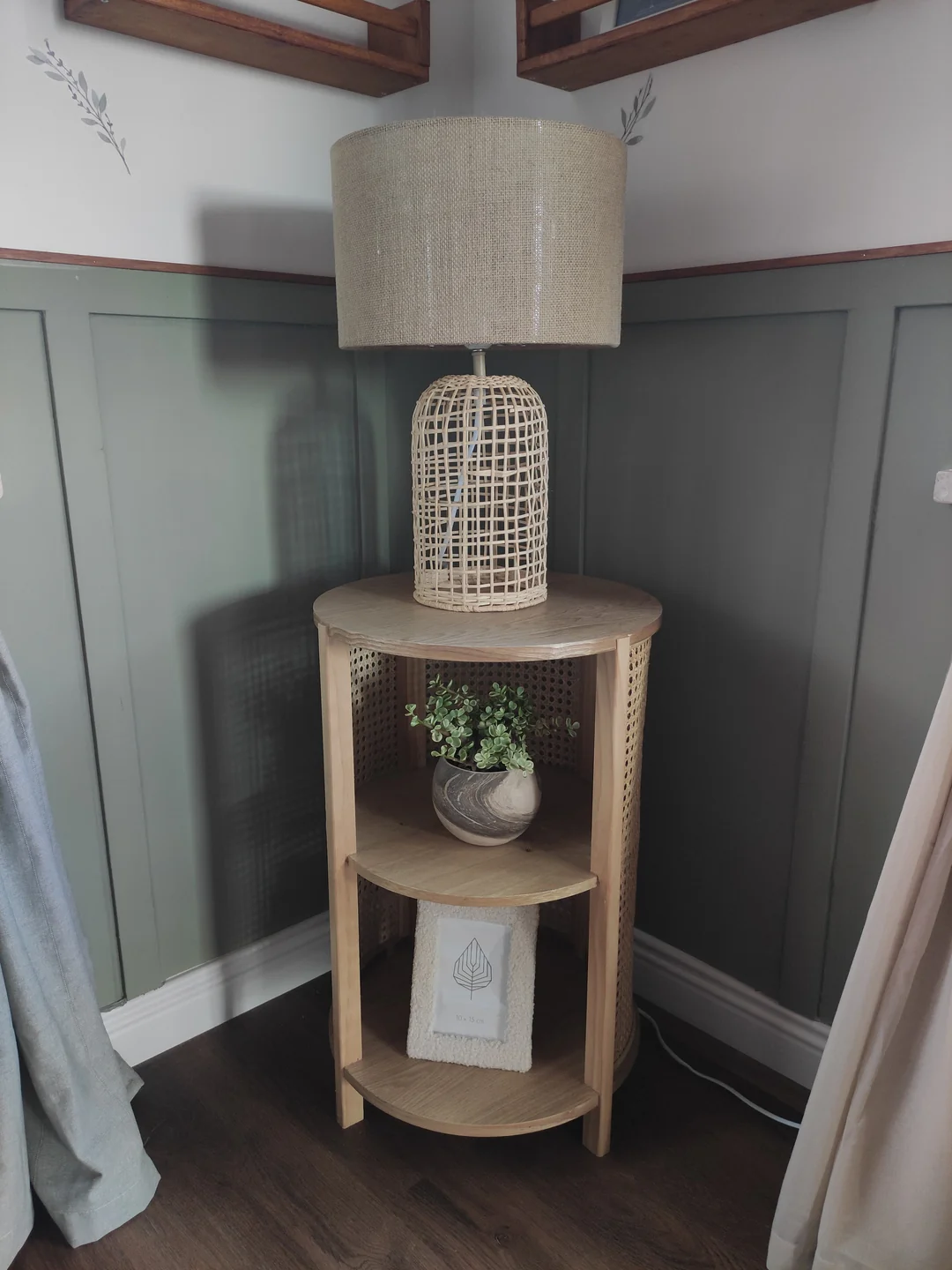 ALTA - Table de chevet avec 2 rangements en bois et rotin naturel - Image 9