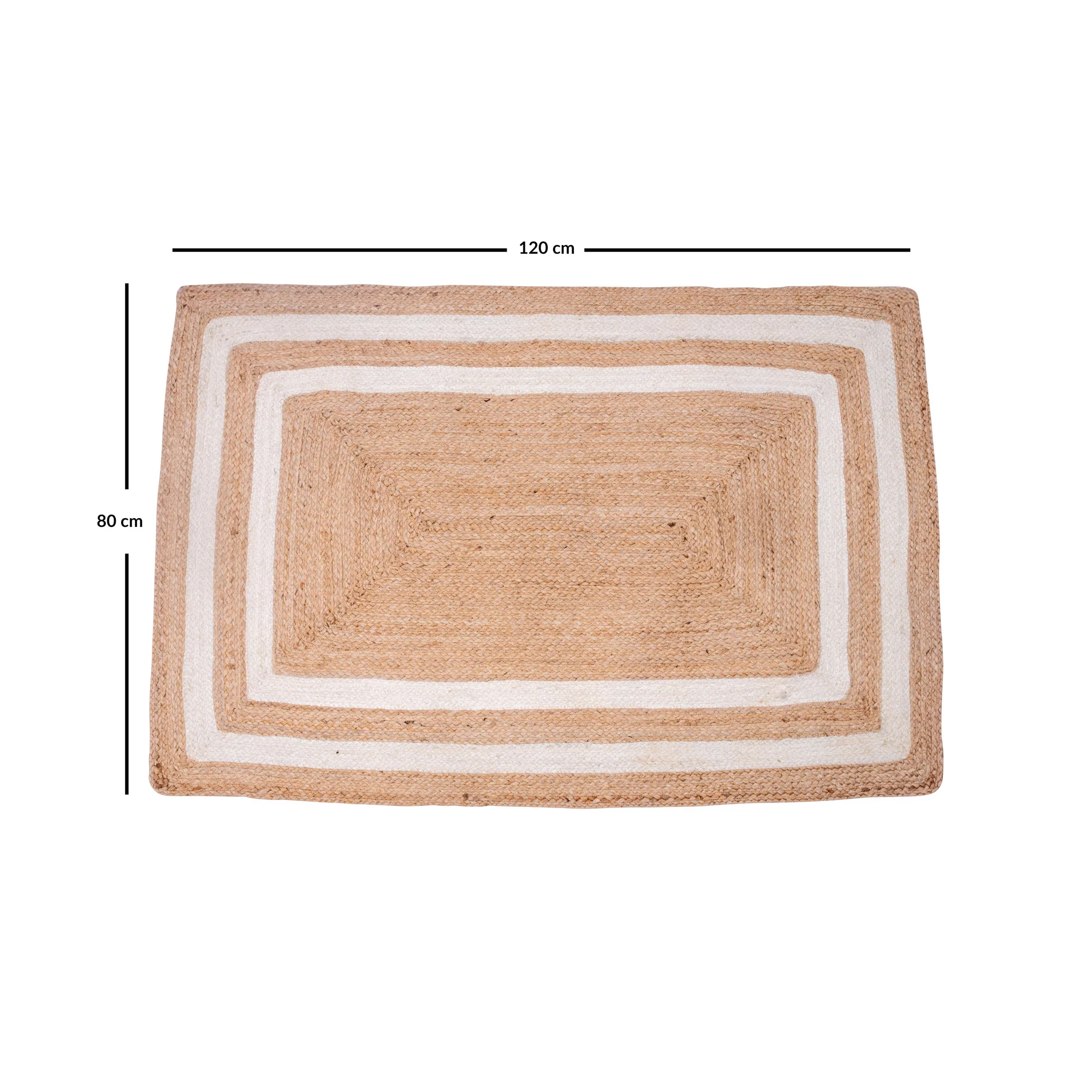 ALVA - Tapis rectangulaire en jute naturelle tissée marron 120 x 80 cm - Image 4