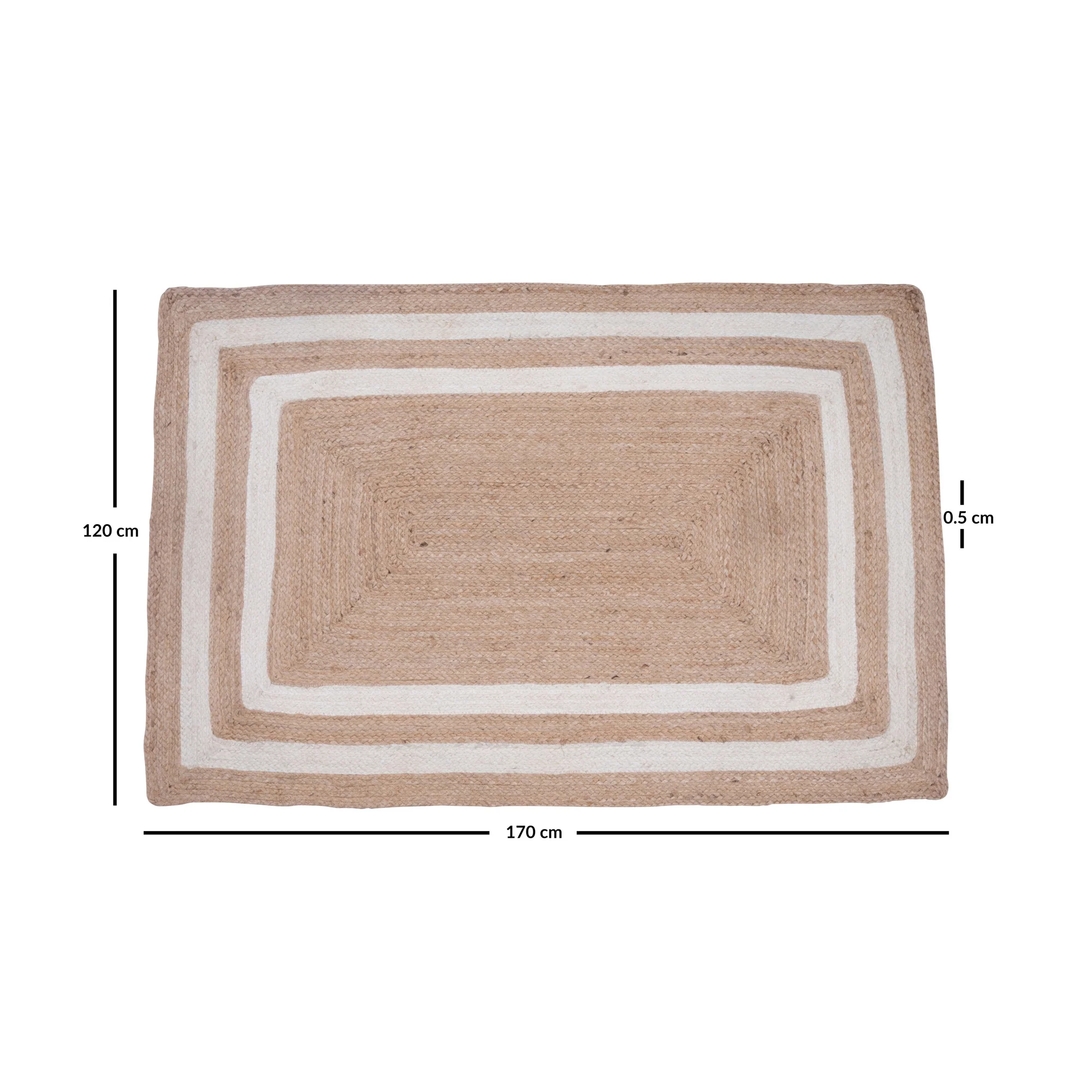 ALVA - Tapis rectangulaire en jute naturelle tissée marron 170 x 120 cm - Image 4