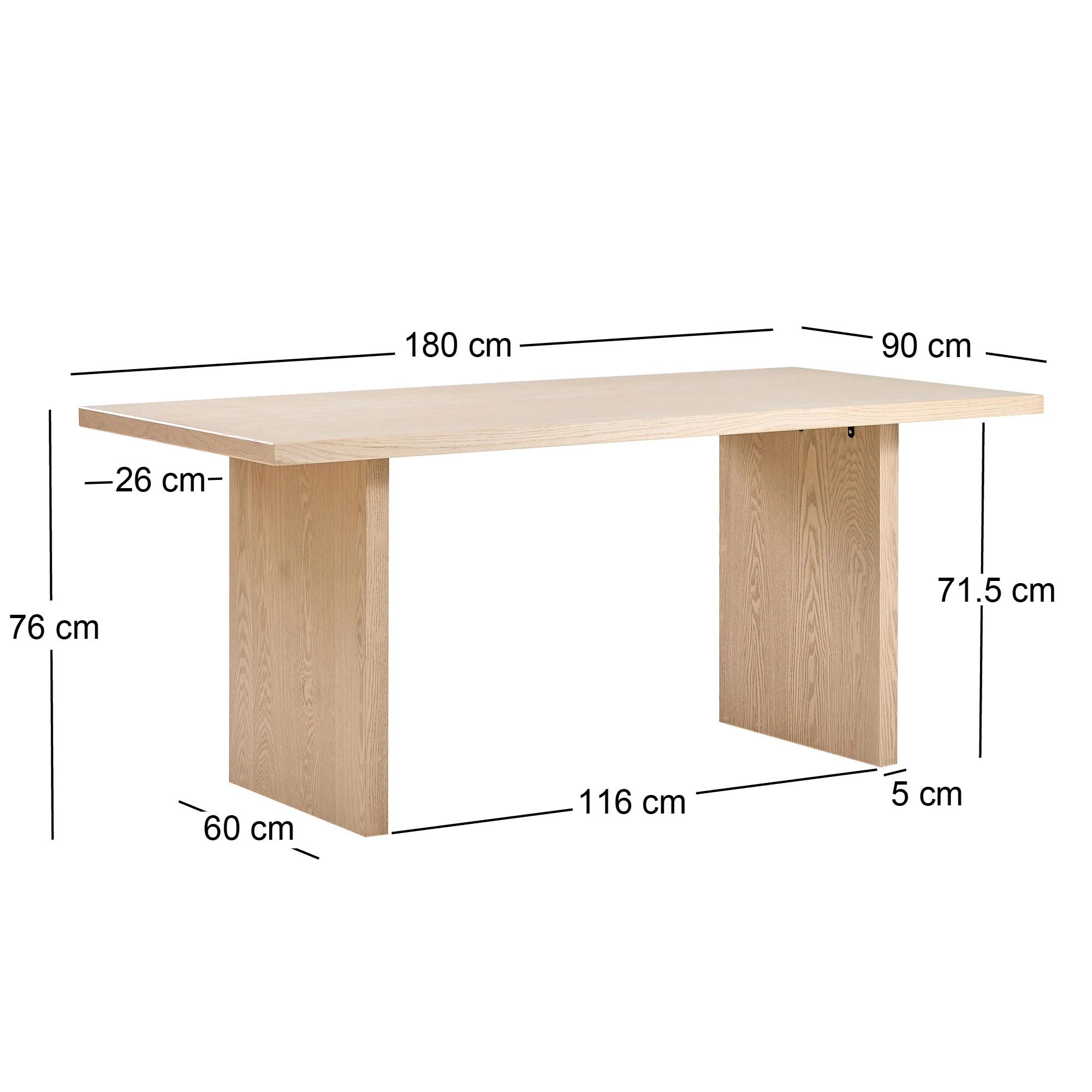 ARTA - Table à manger rectangulaire 6 personnes en bois de pin L180 - Image 4