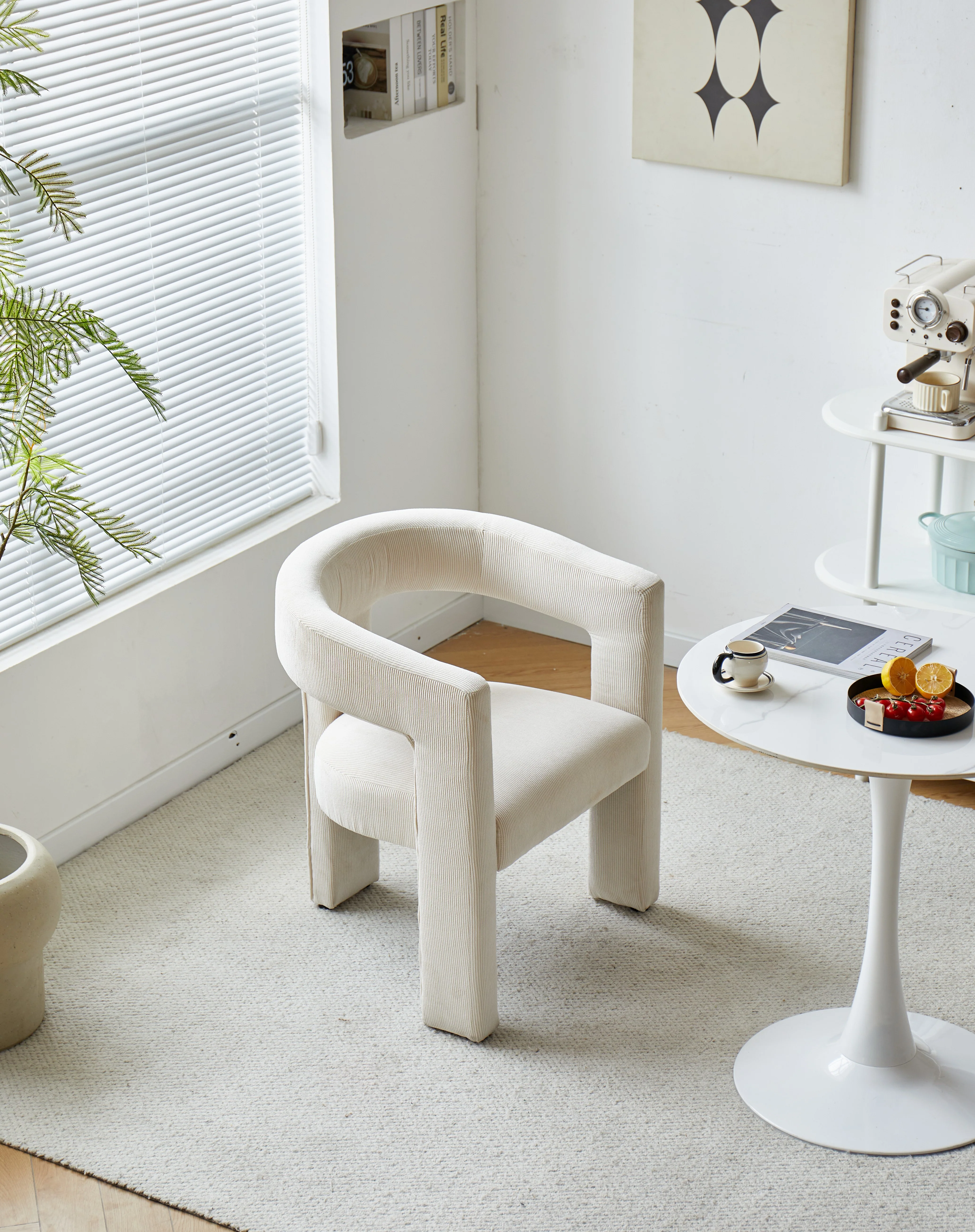 ARUSHA - Fauteuil en velours côtelé beige - Image 3
