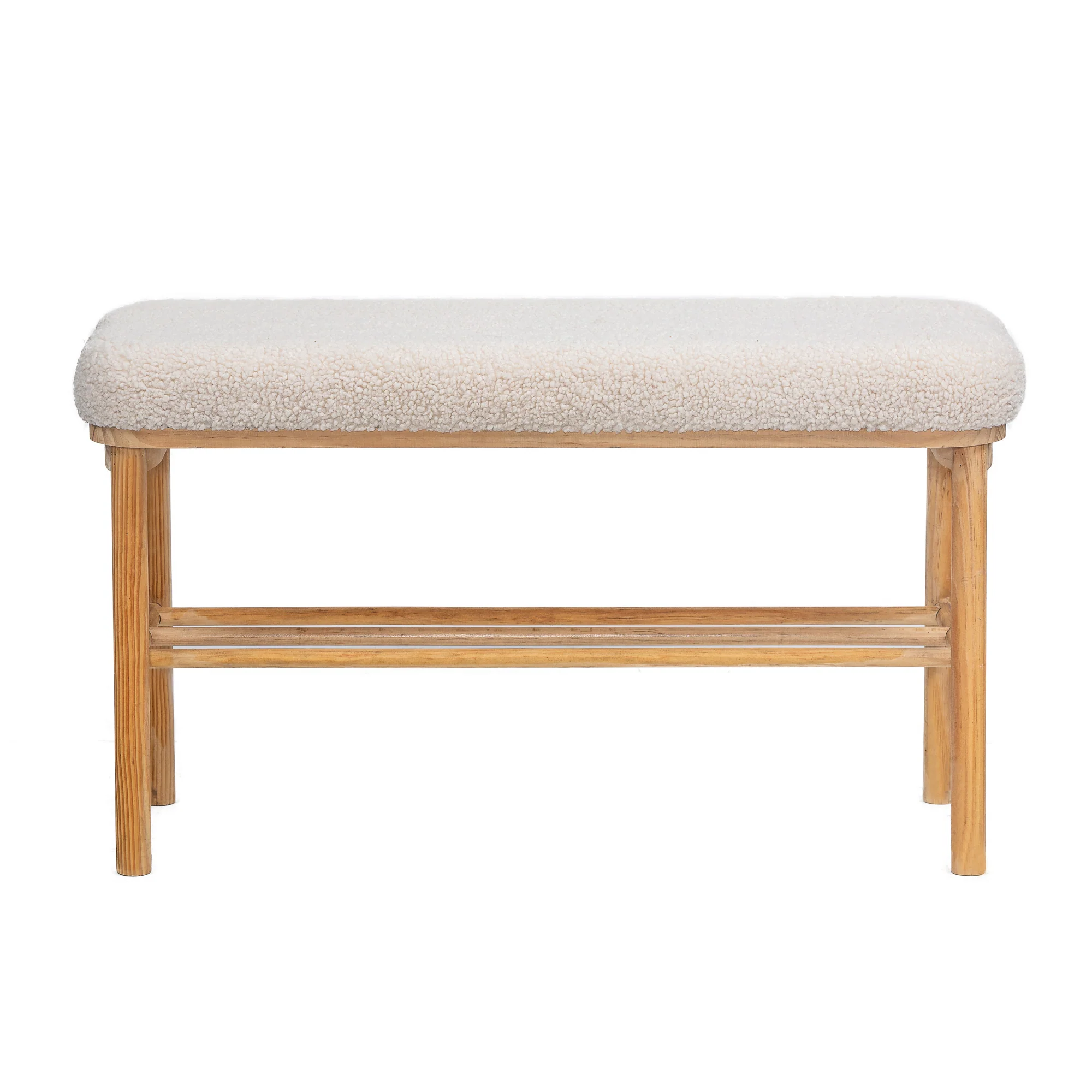 ASUGI - Banc avec rangement en pin massif et bouclettes blanches - Image 6