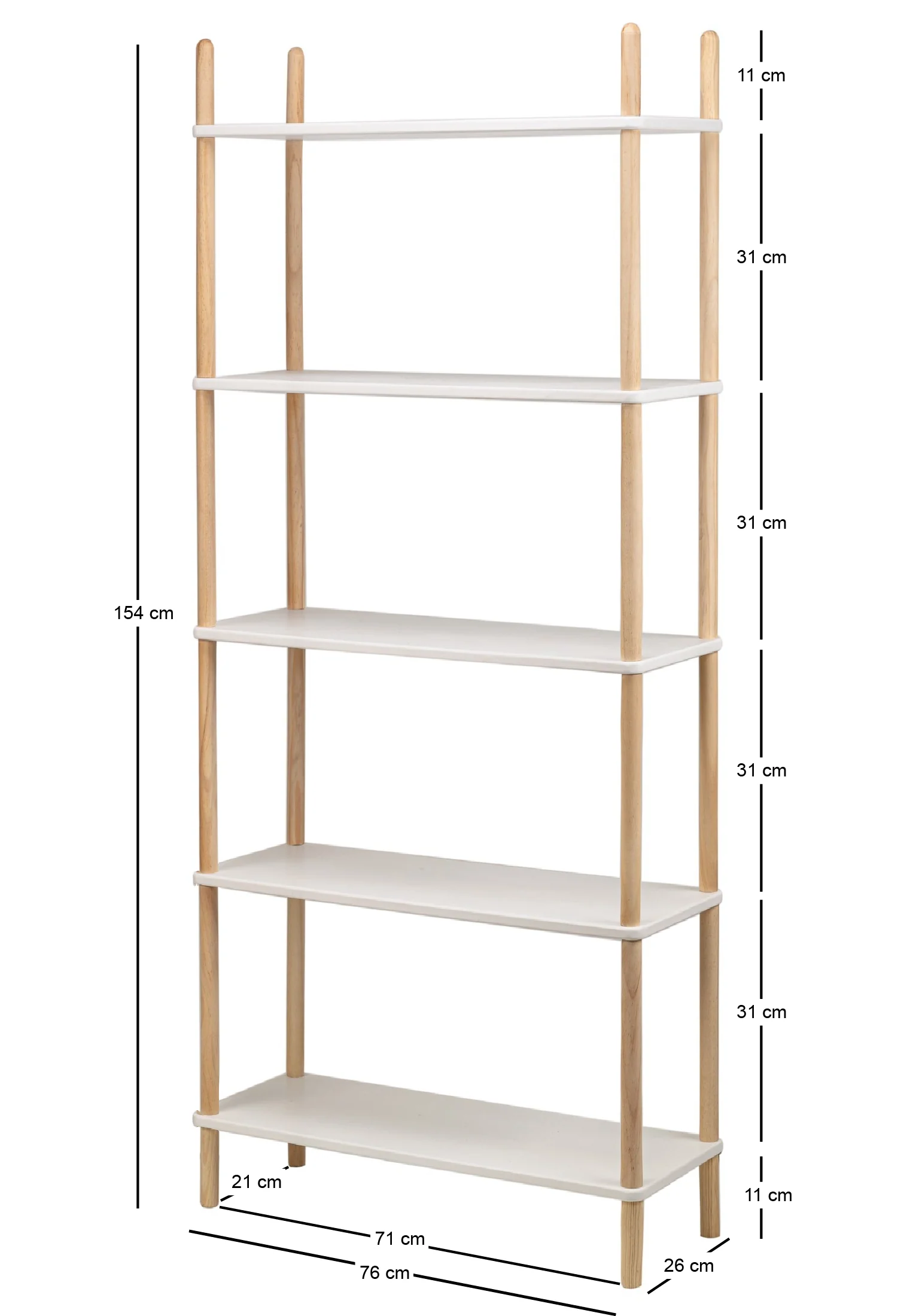 AUCKLAND - Etagère style scandinave en pin massif blanc - Image 5