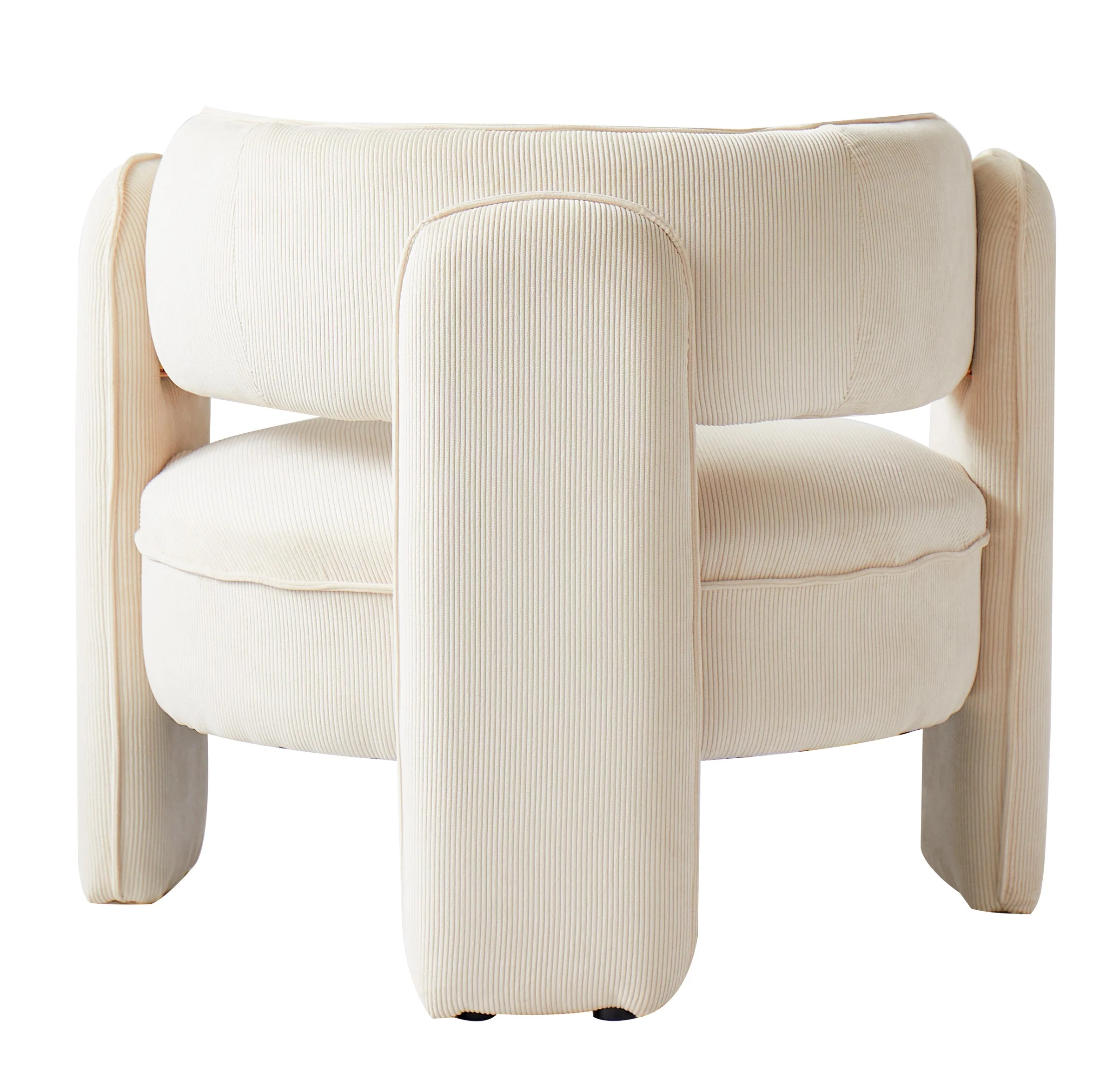BANGUI - Fauteuil de salon en velours côtelé beige - Image 6