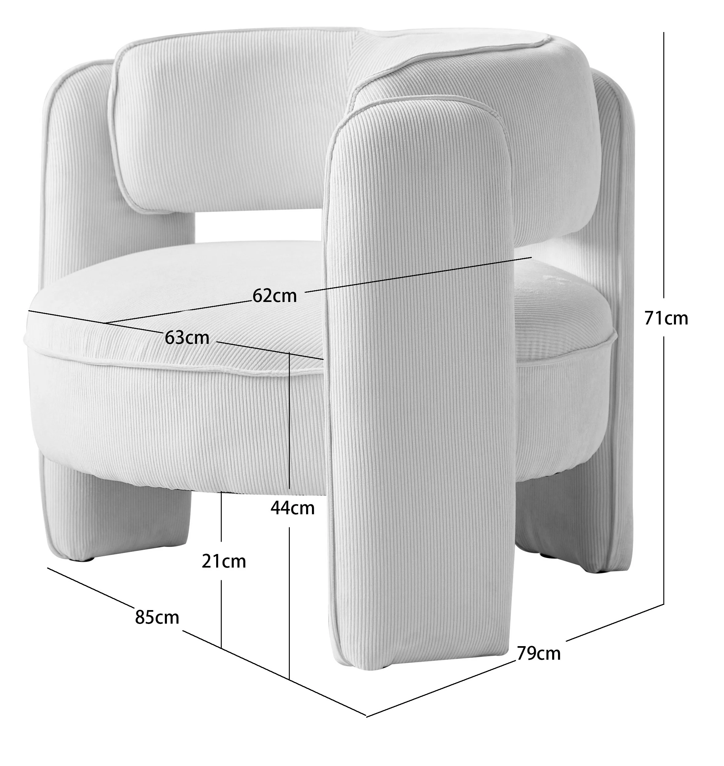 BANGUI - Fauteuil de salon en bouclettes blanches - Image 5