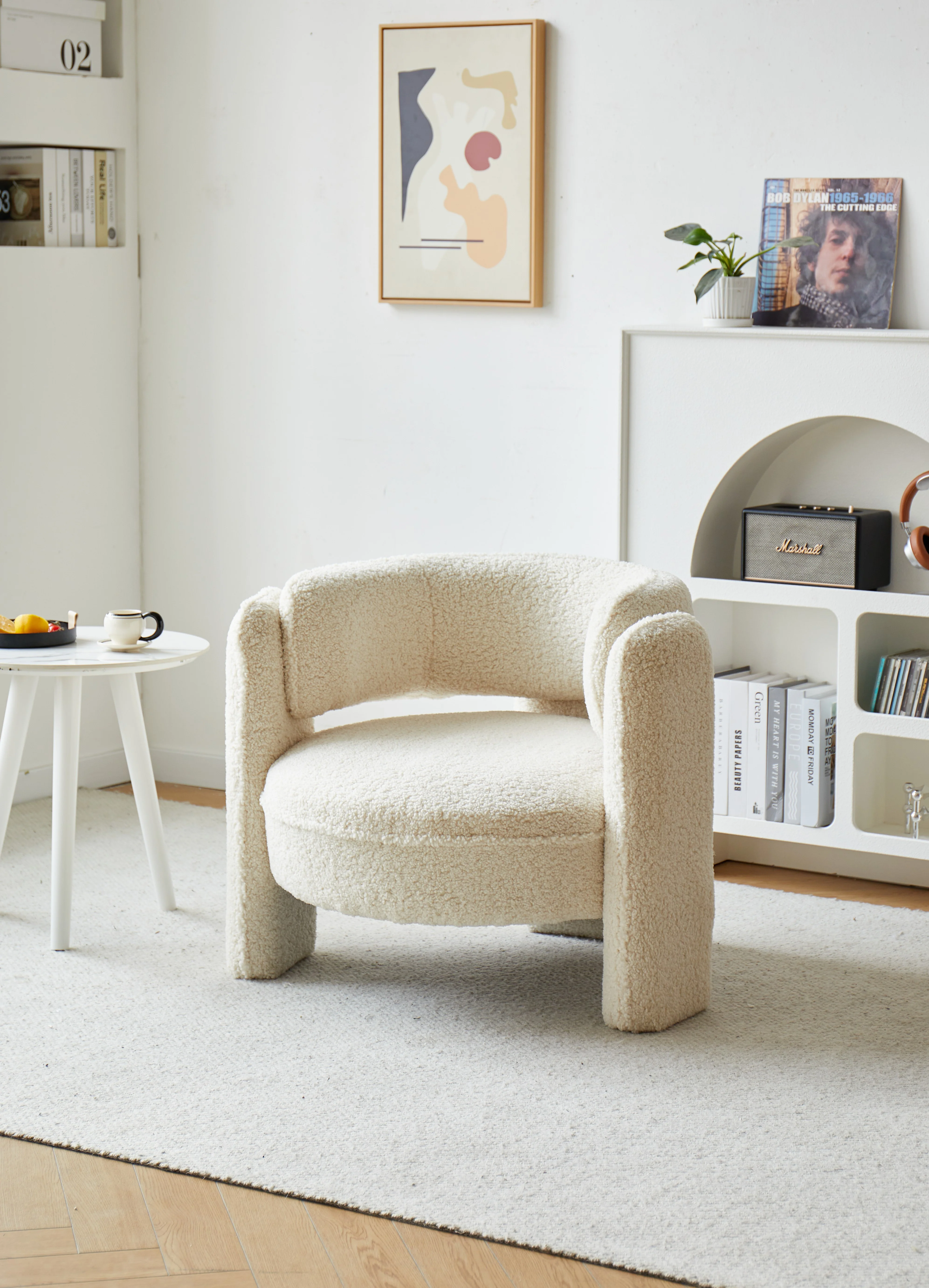 BANGUI - Fauteuil de salon en bouclettes blanches - Image 7