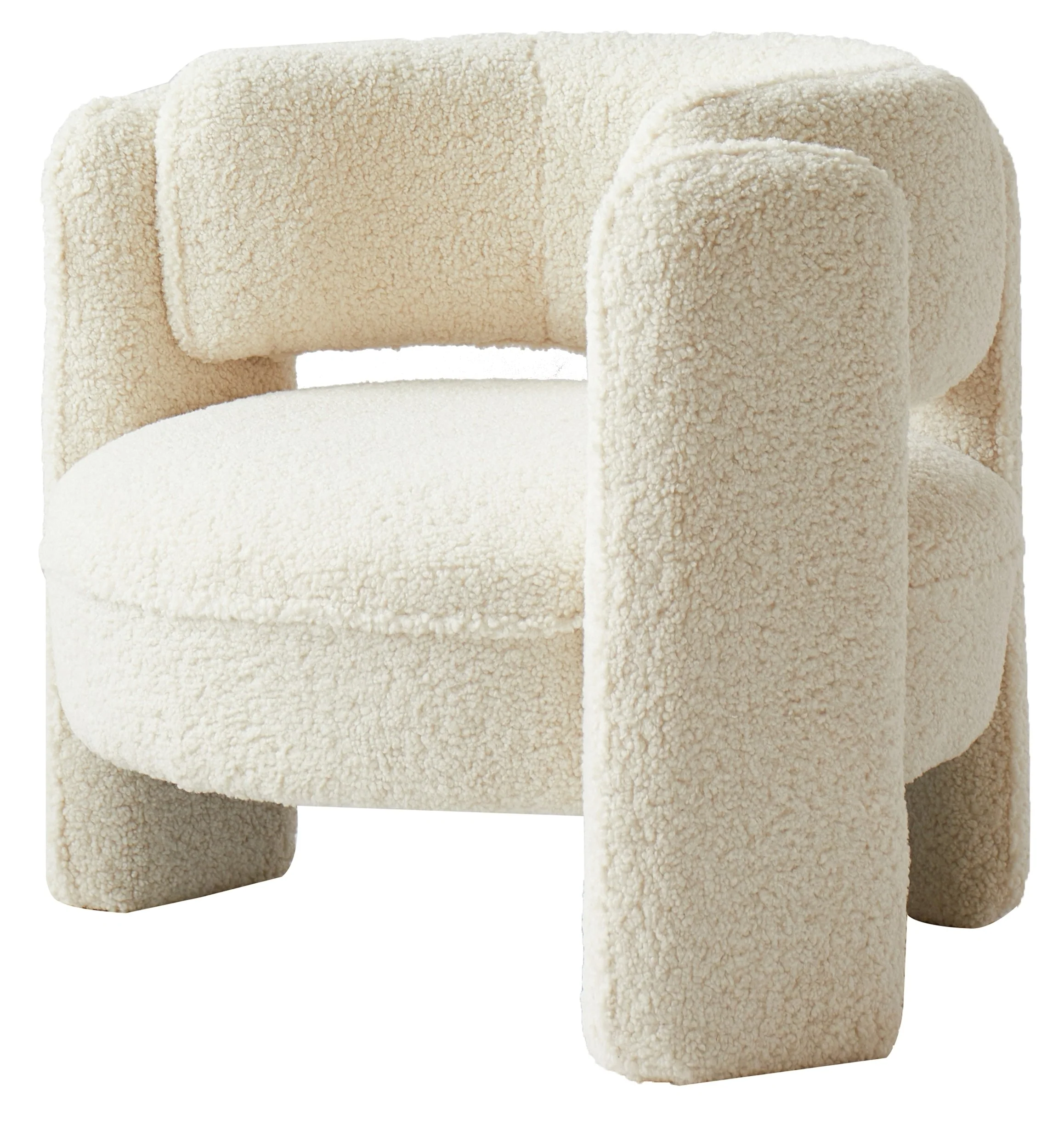 BANGUI - Fauteuil de salon en bouclettes blanches - Image 8