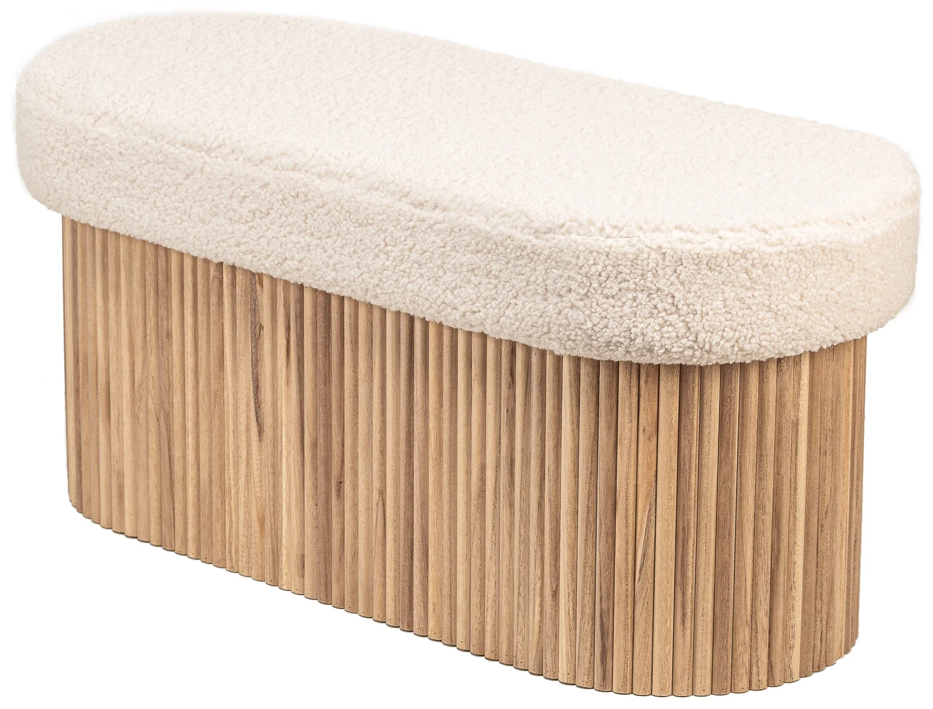 BAOTSU - Banc coffre avec rangement en bois et bouclettes blanches - Image 10