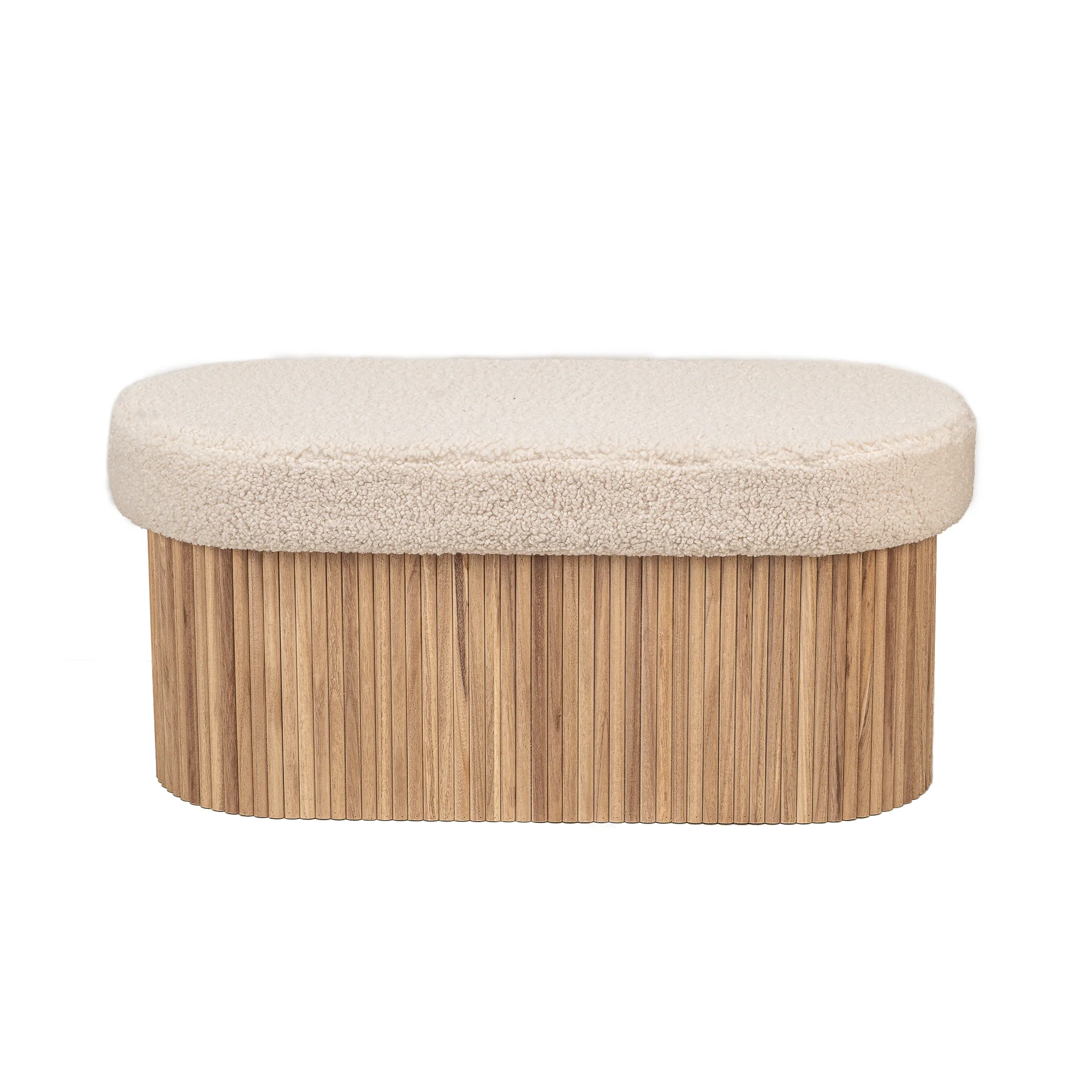 BAOTSU - Banc coffre avec rangement en bois et bouclettes blanches - Image 9
