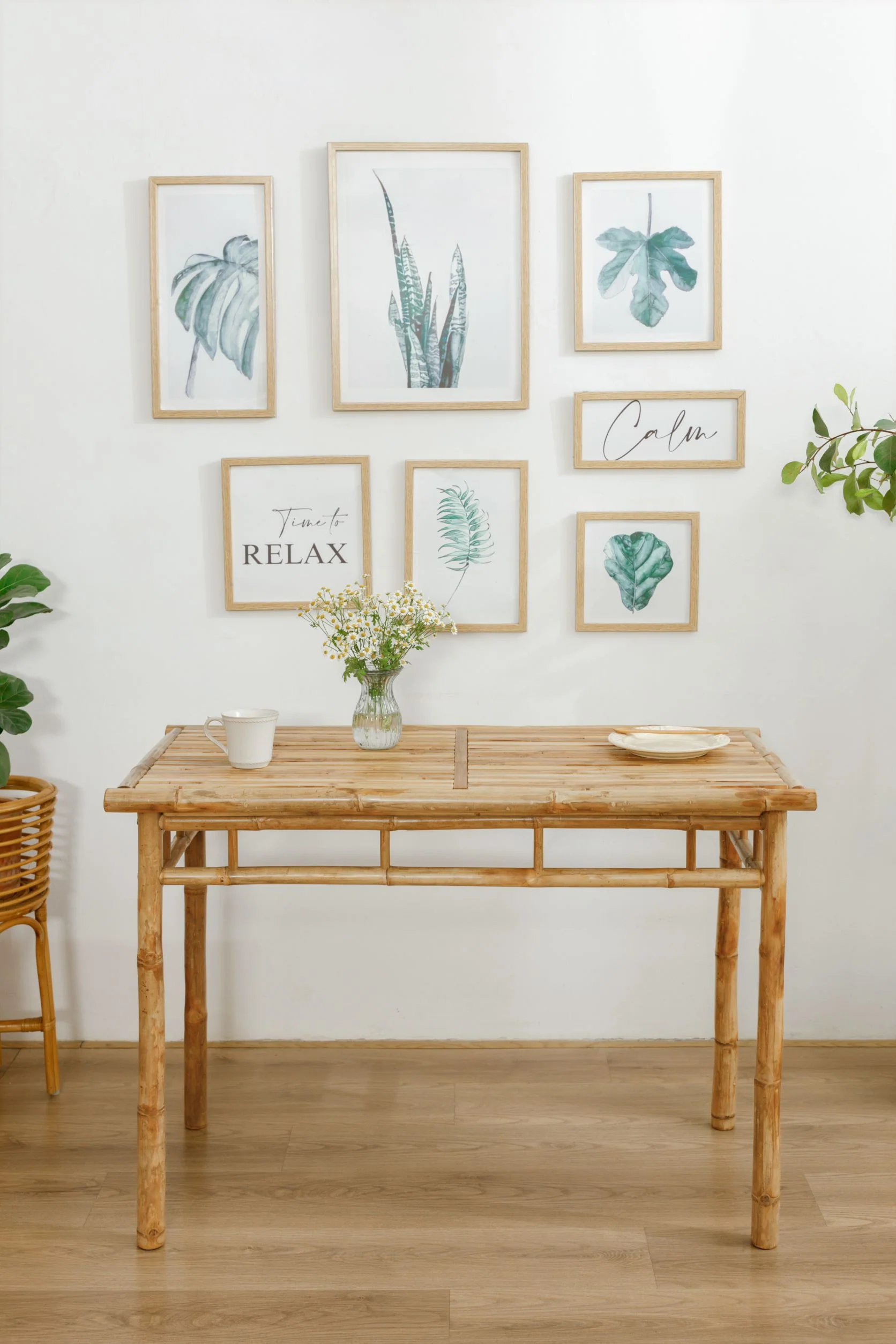 BARU - Table de jardin rectangulaire 4 personnes en bambou massif L110 - Image 3