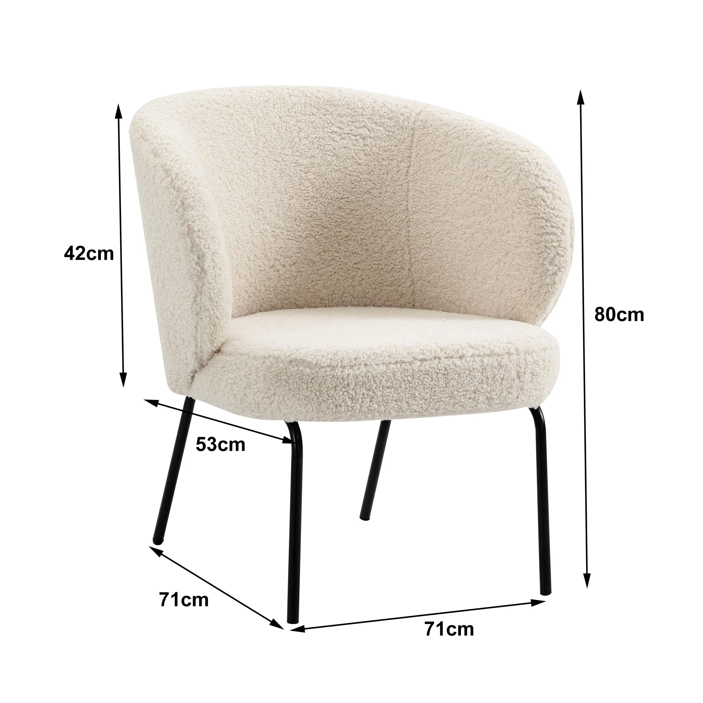 BERGEN - Fauteuil de salon en métal et bouclettes blanches - Image 3