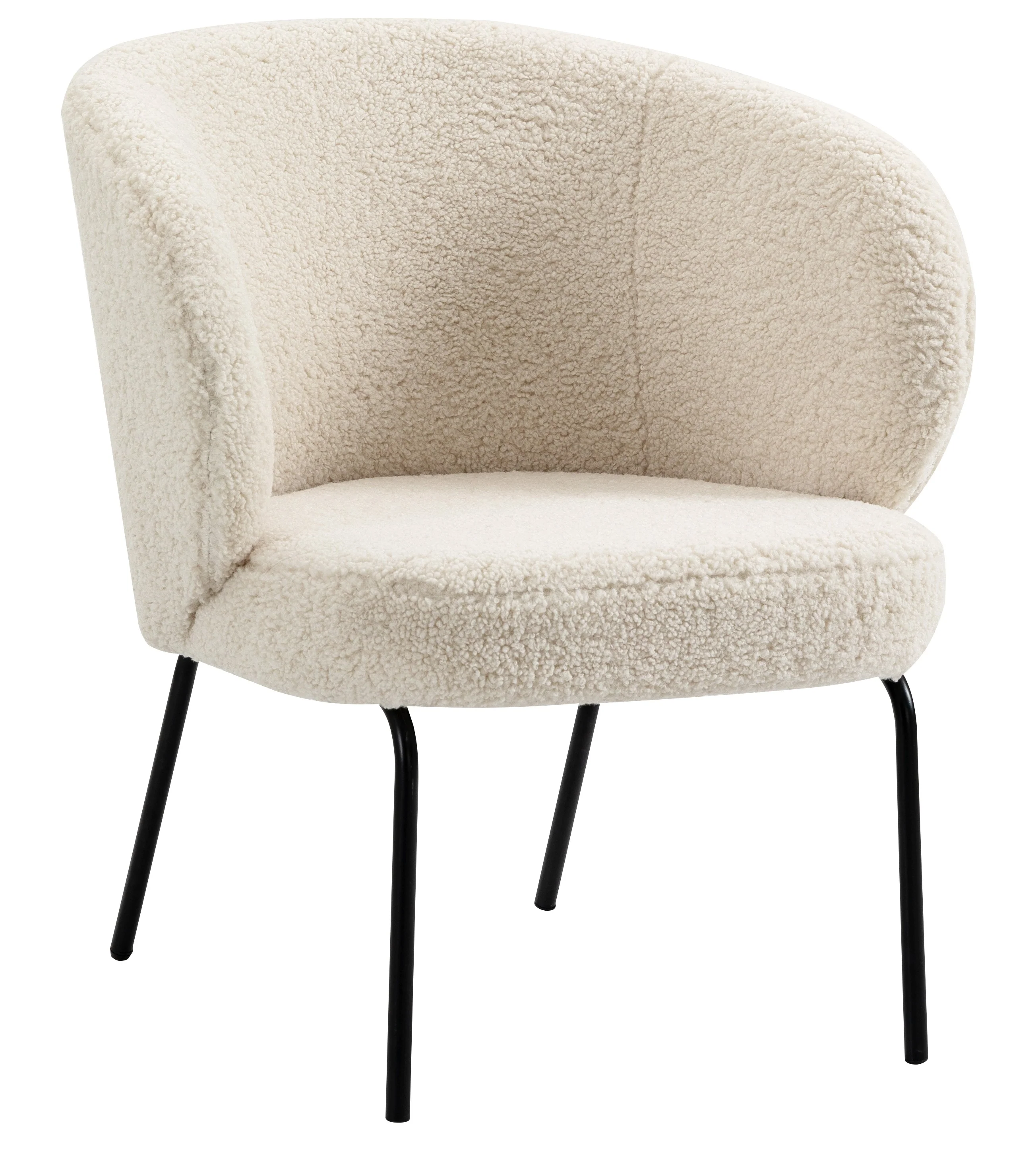 BERGEN - Fauteuil de salon en métal et bouclettes blanches - Image 4