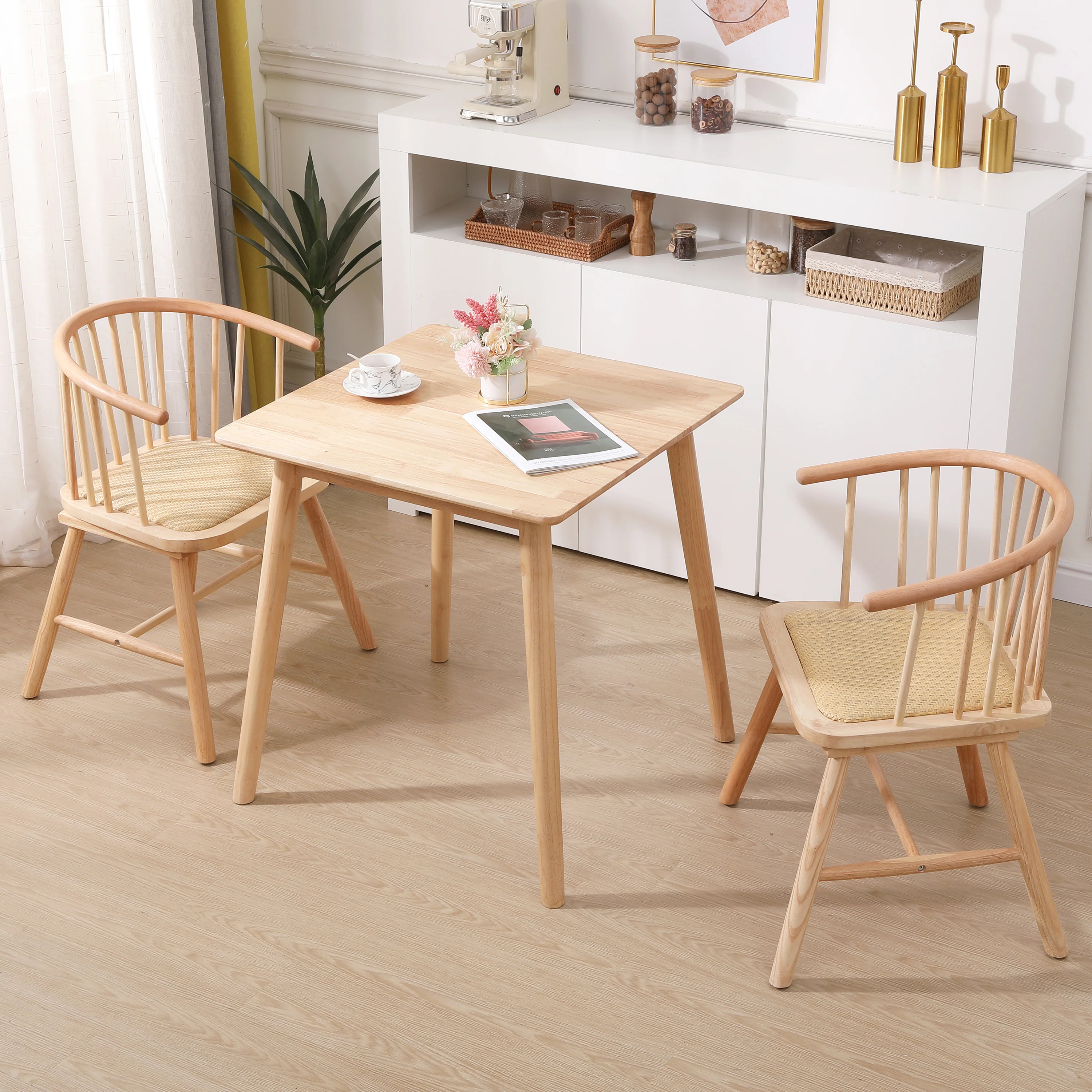 BOGOTA - Lot de 2 chaises en bois massif et rotin naturel - Image 4