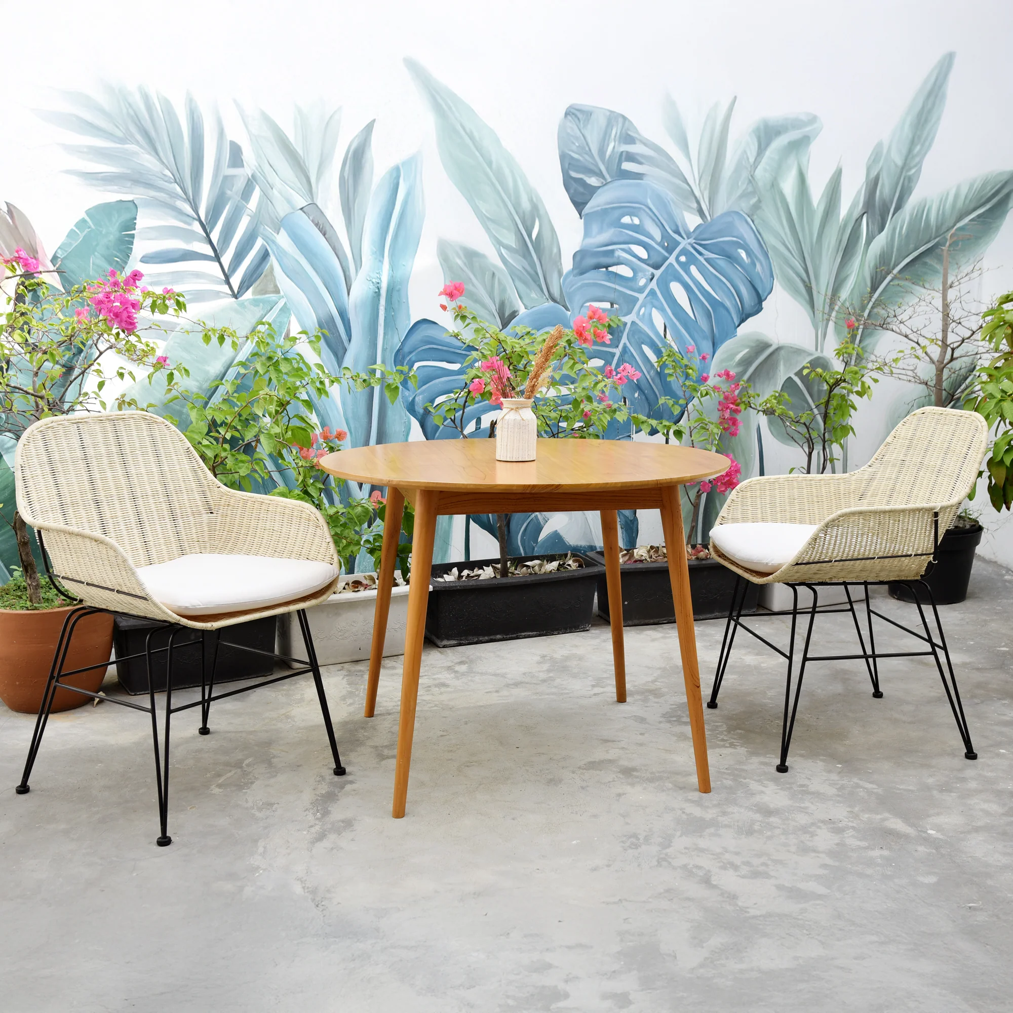 BOLA - Lot de 2 chaises de salle à manger design boheme en rotin naturel - Image 3