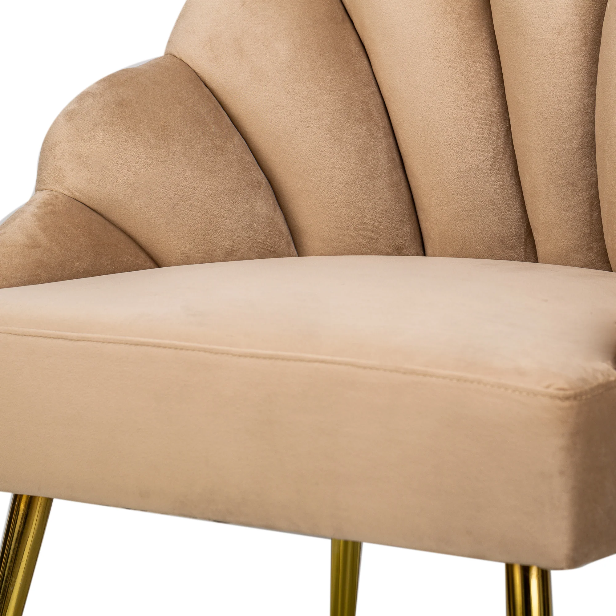 BOLGE - Fauteuil retro en métal et velours beige - Image 8