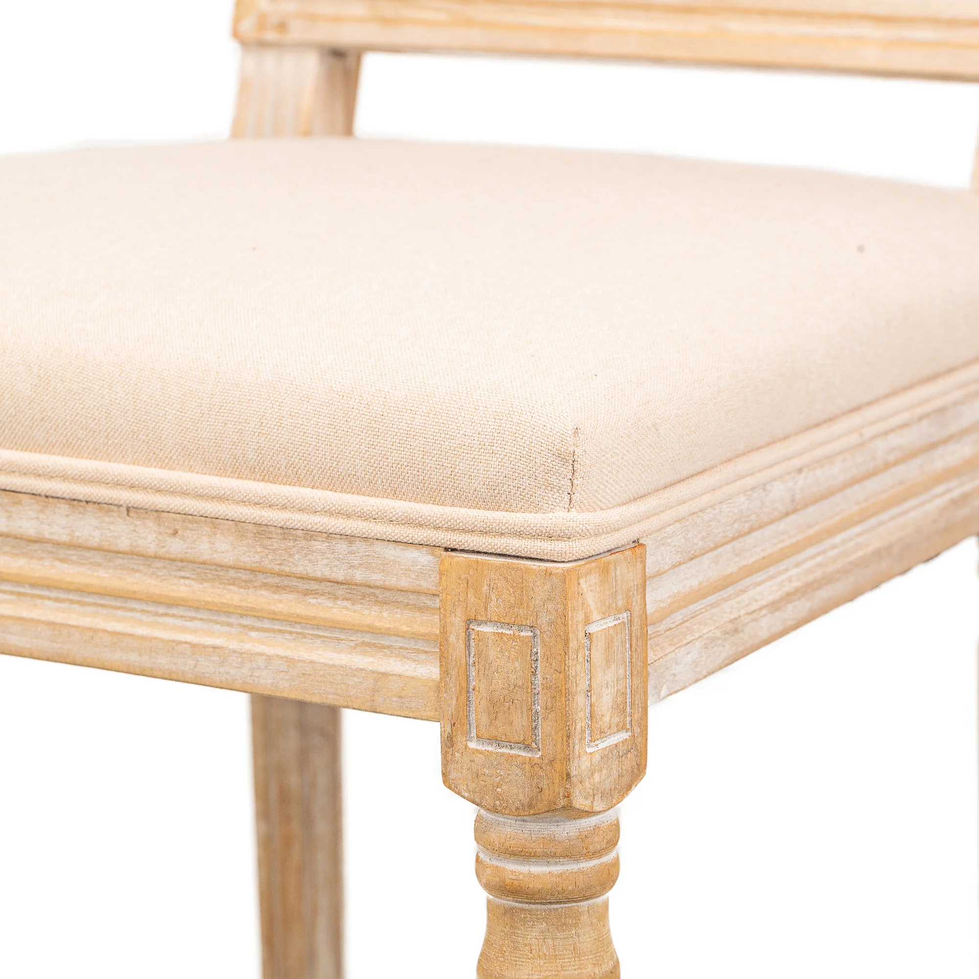 CAMBRIDGE - Lot de 2 chaises en bois et cannage avec assise en tissu beige - Image 7