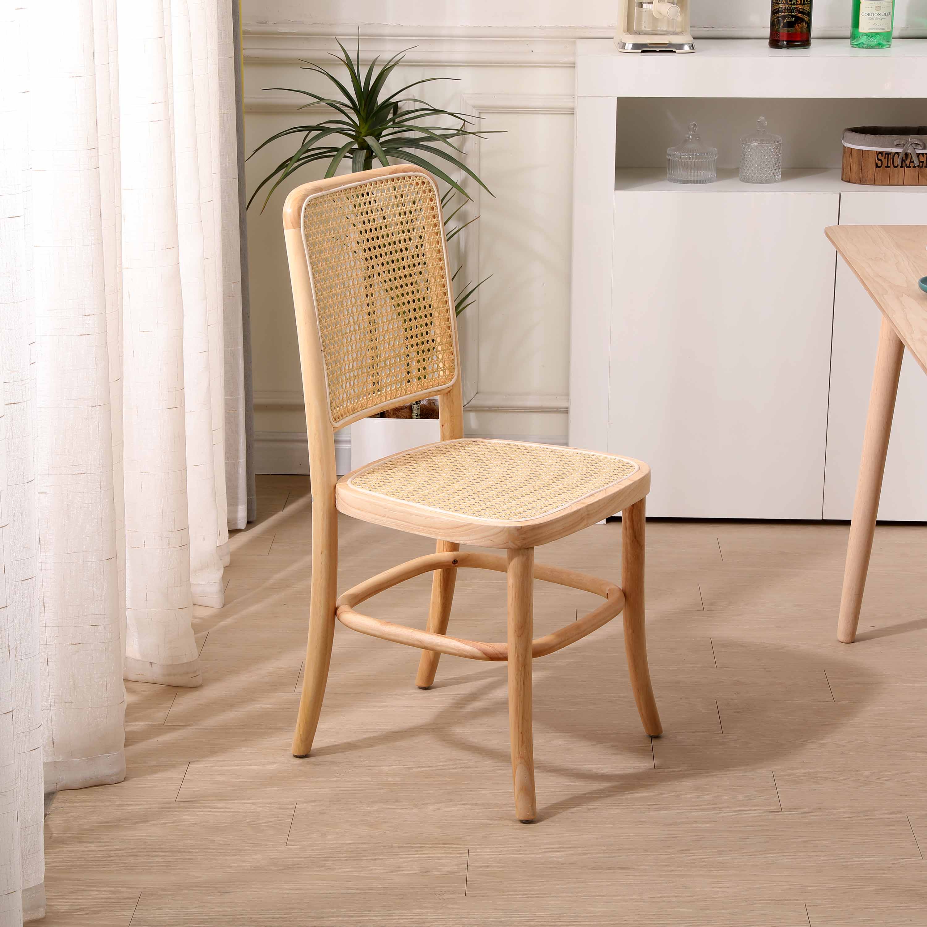 CARACAS - Lot de 2 chaises en bois massif et rotin naturel - Image 4