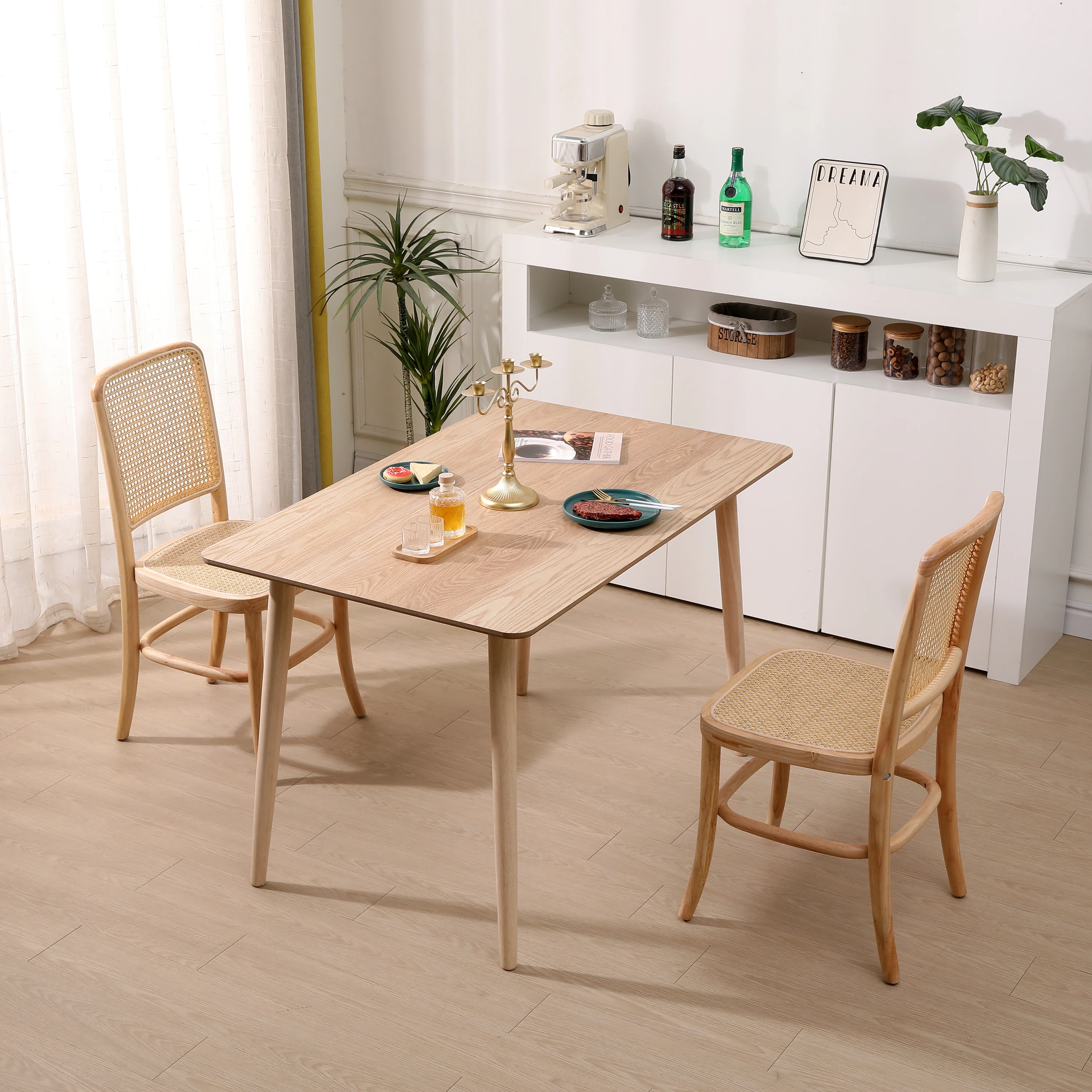 CARACAS - Lot de 2 chaises en bois massif et rotin naturel - Image 9