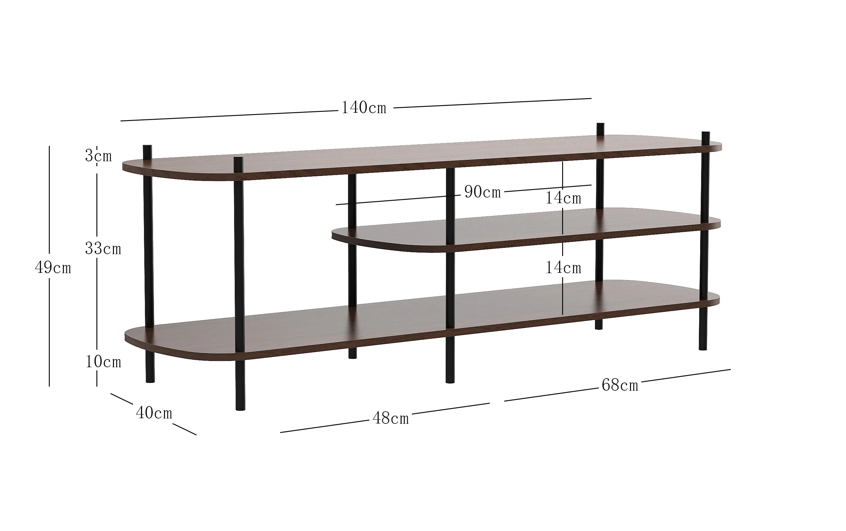COLEMAN - Meuble TV style moderne en métal et bois noir - Image 5