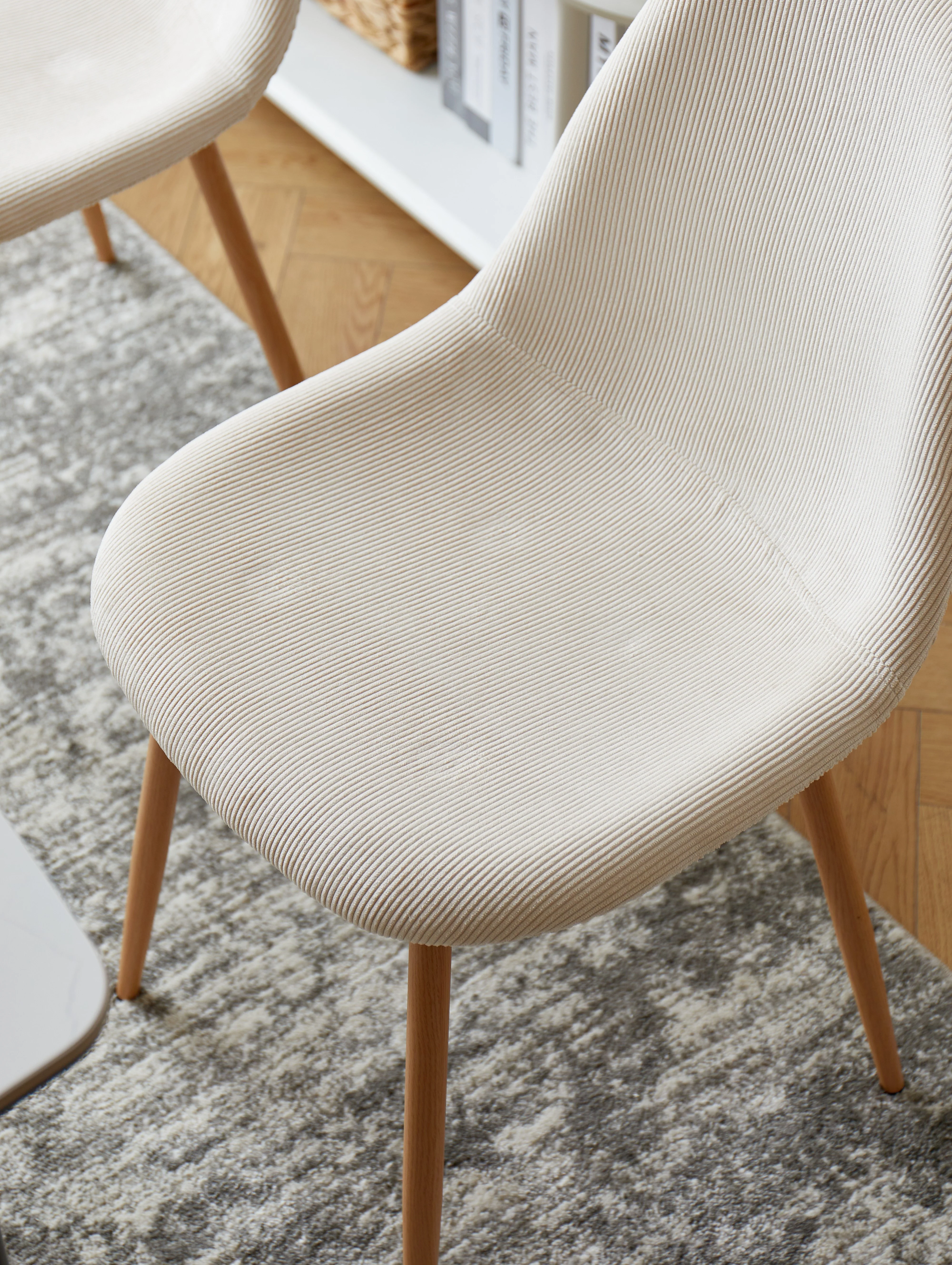 COPENHAGEN - Lot de 4 chaises en métal et velours côtelé beige - Image 4