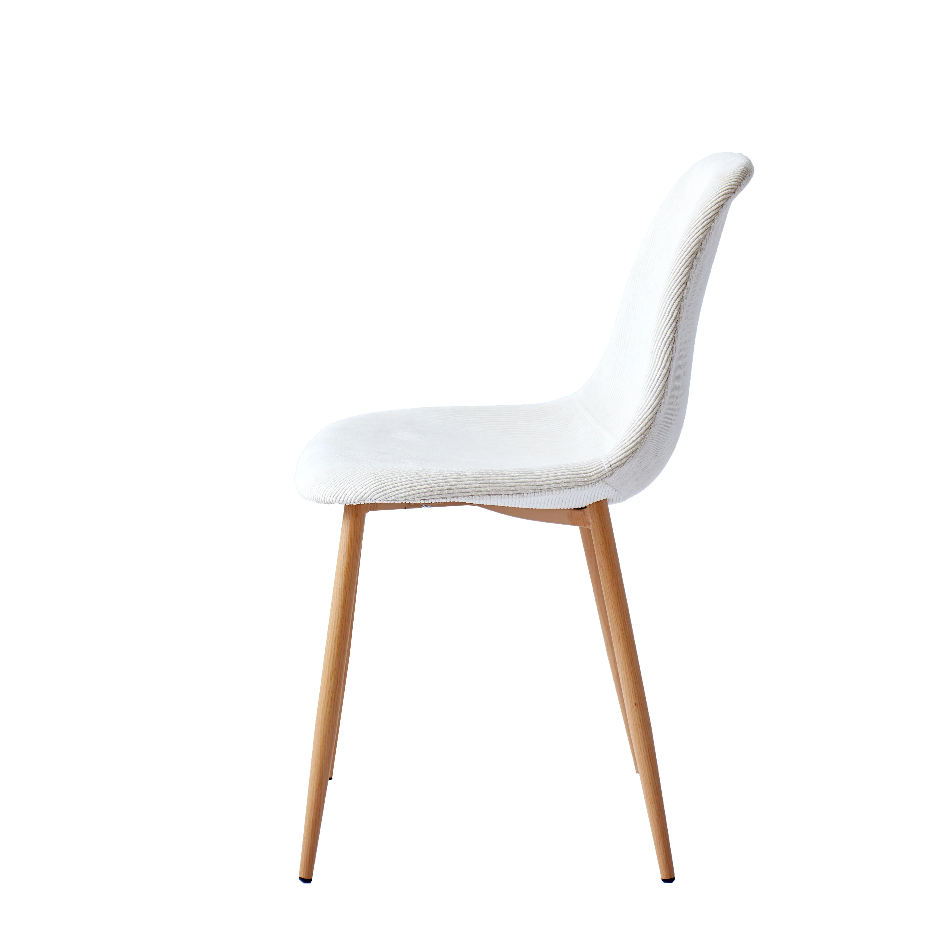 COPENHAGEN - Lot de 4 chaises en métal et velours côtelé beige - Image 8