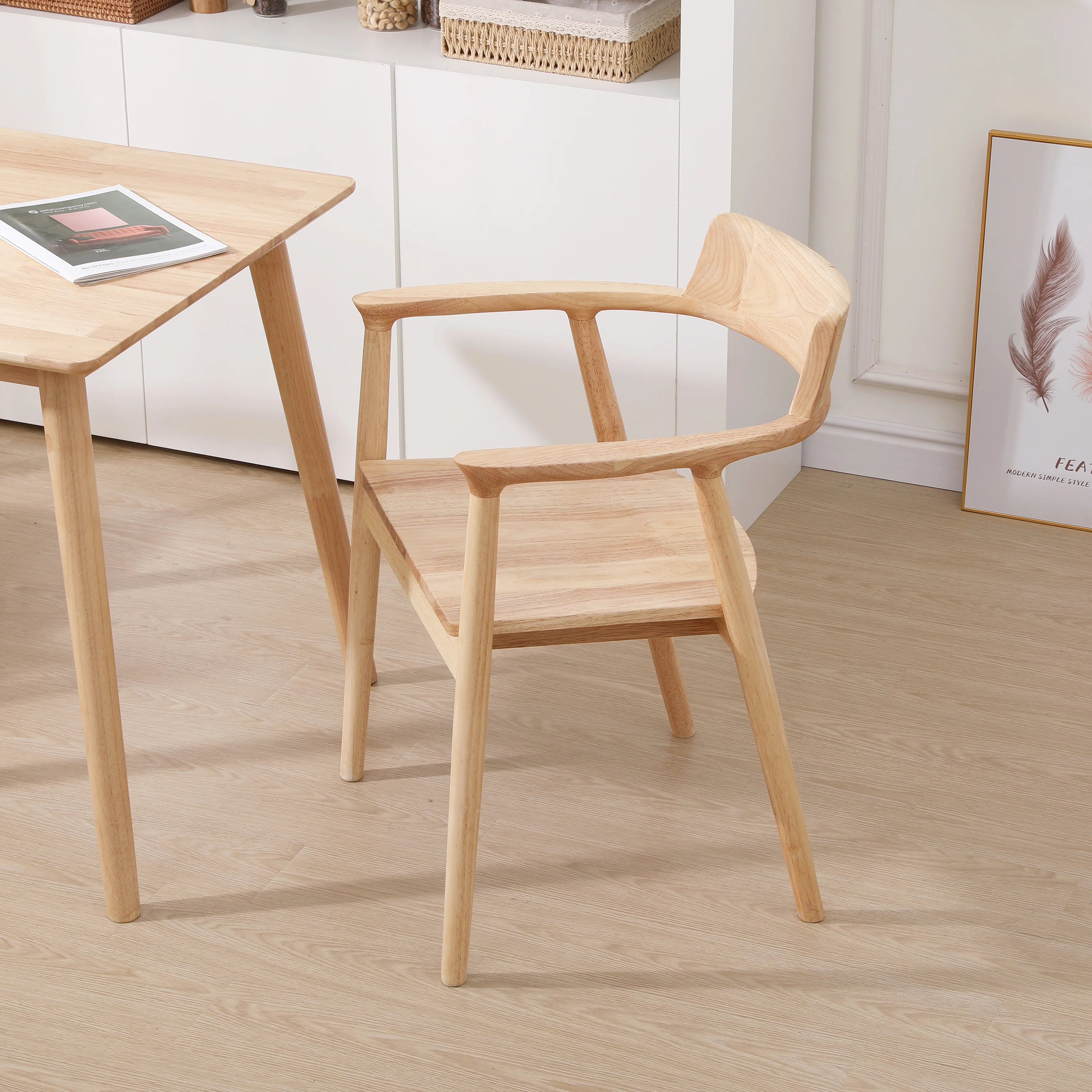 CORDOBA - Lot de 2 chaises en bois massif avec accoudoirs coloris naturel - Image 4