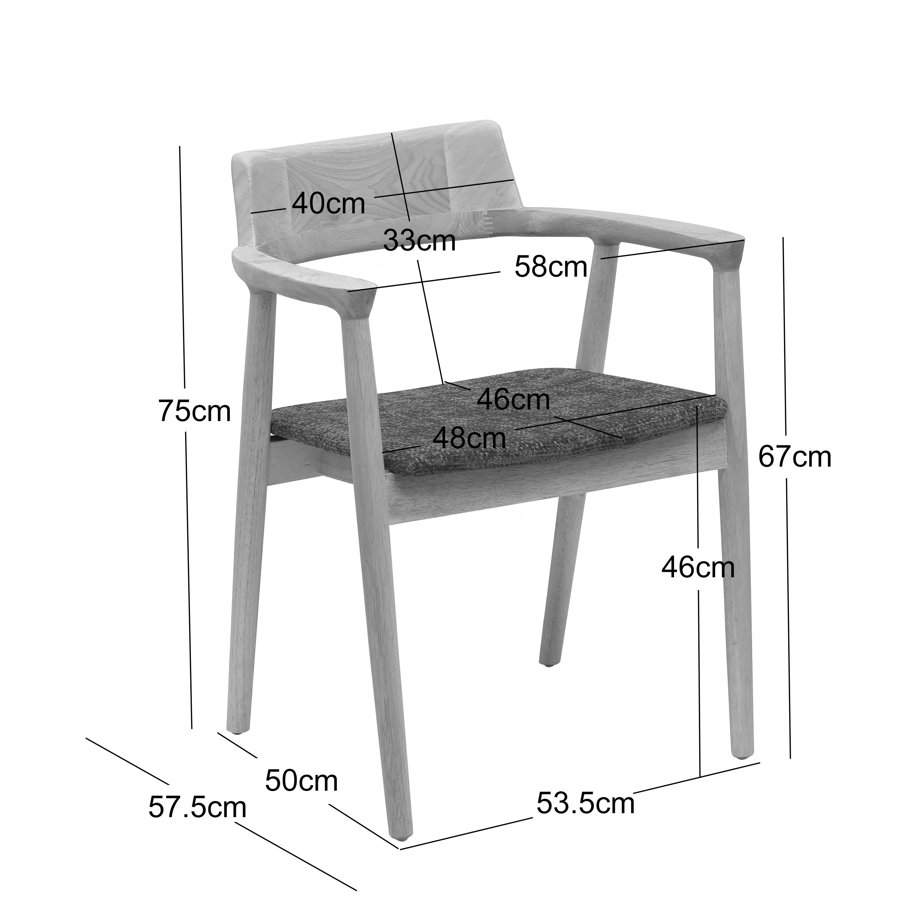 CORDOBA - Lot de 2 chaises en bois massif avec accoudoirs et bouclettes terracotta - Image 5