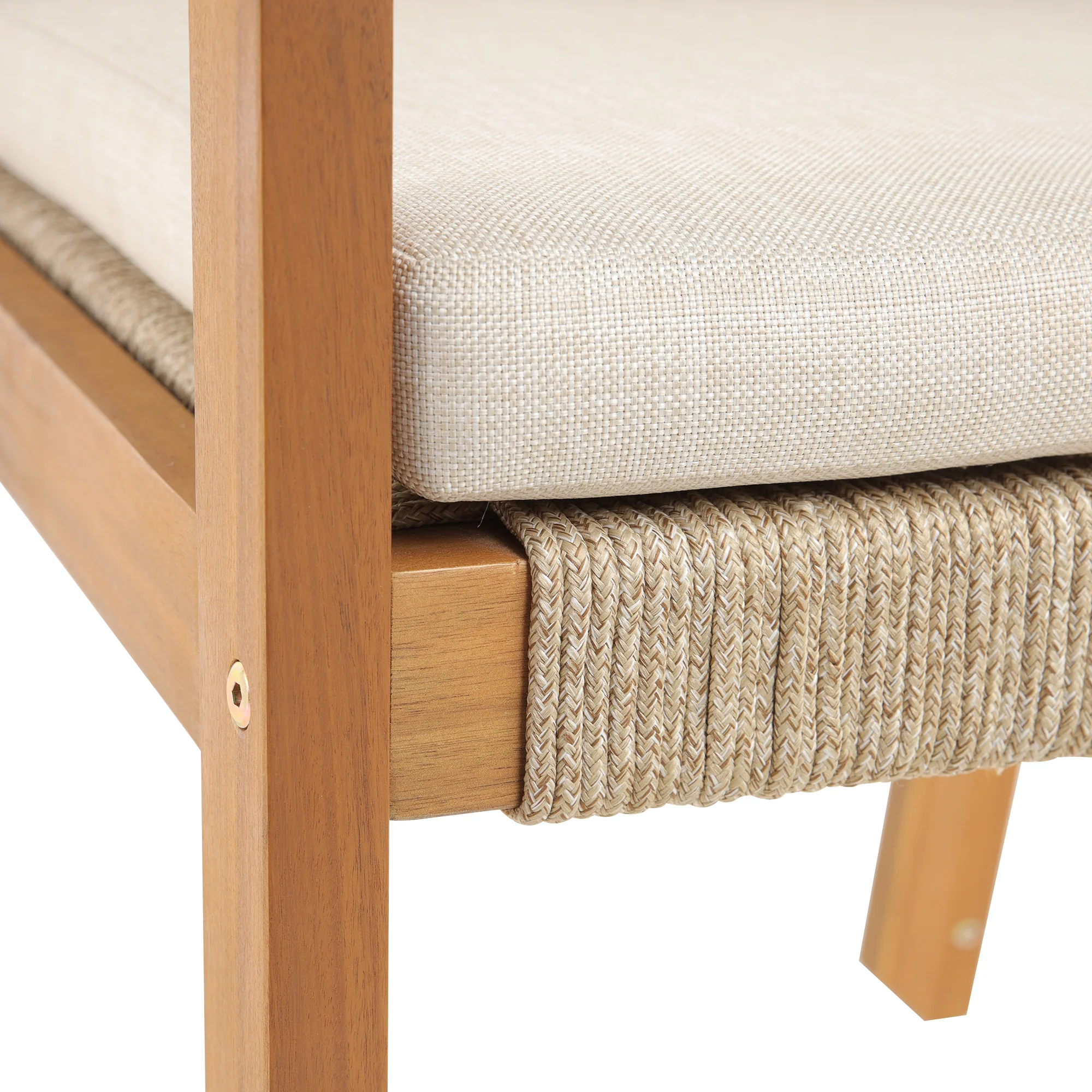 DELGADO - Lot de 2 chaises de jardin en bois massif et tissu beige - Image 9