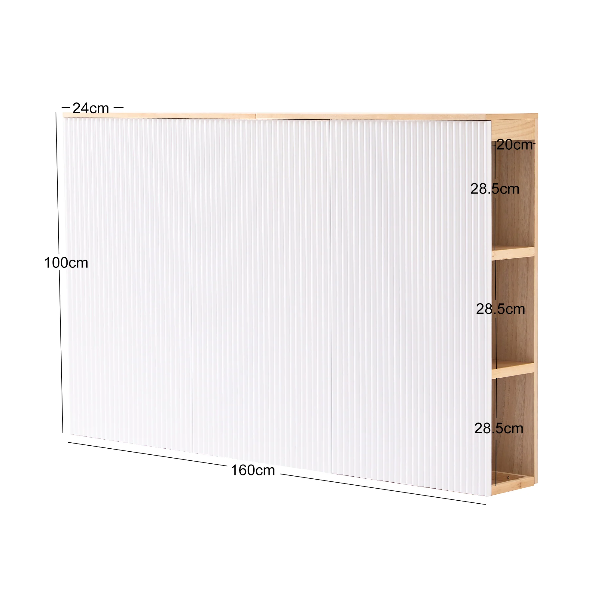 ESLOV - Tête de lit 160 en bois avec rangements blanc - Image 4