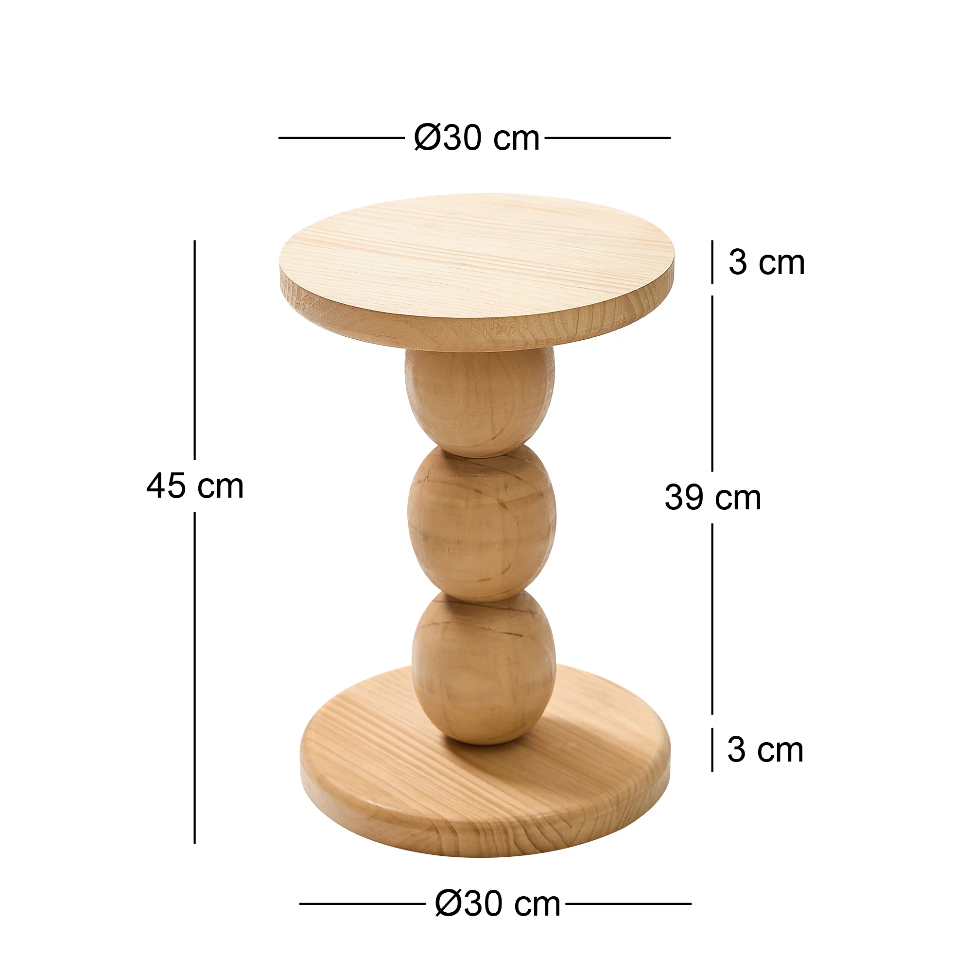 GAVLE - Table d'appoint ronde en bois naturel - Image 4