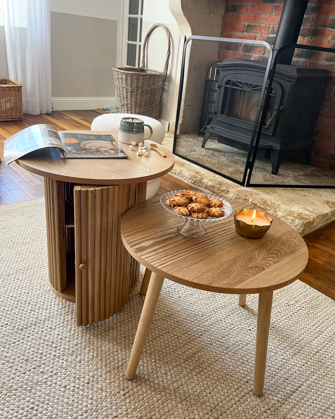 GINZA - Table d'appoint en bois massif coloris naturel - Image 5