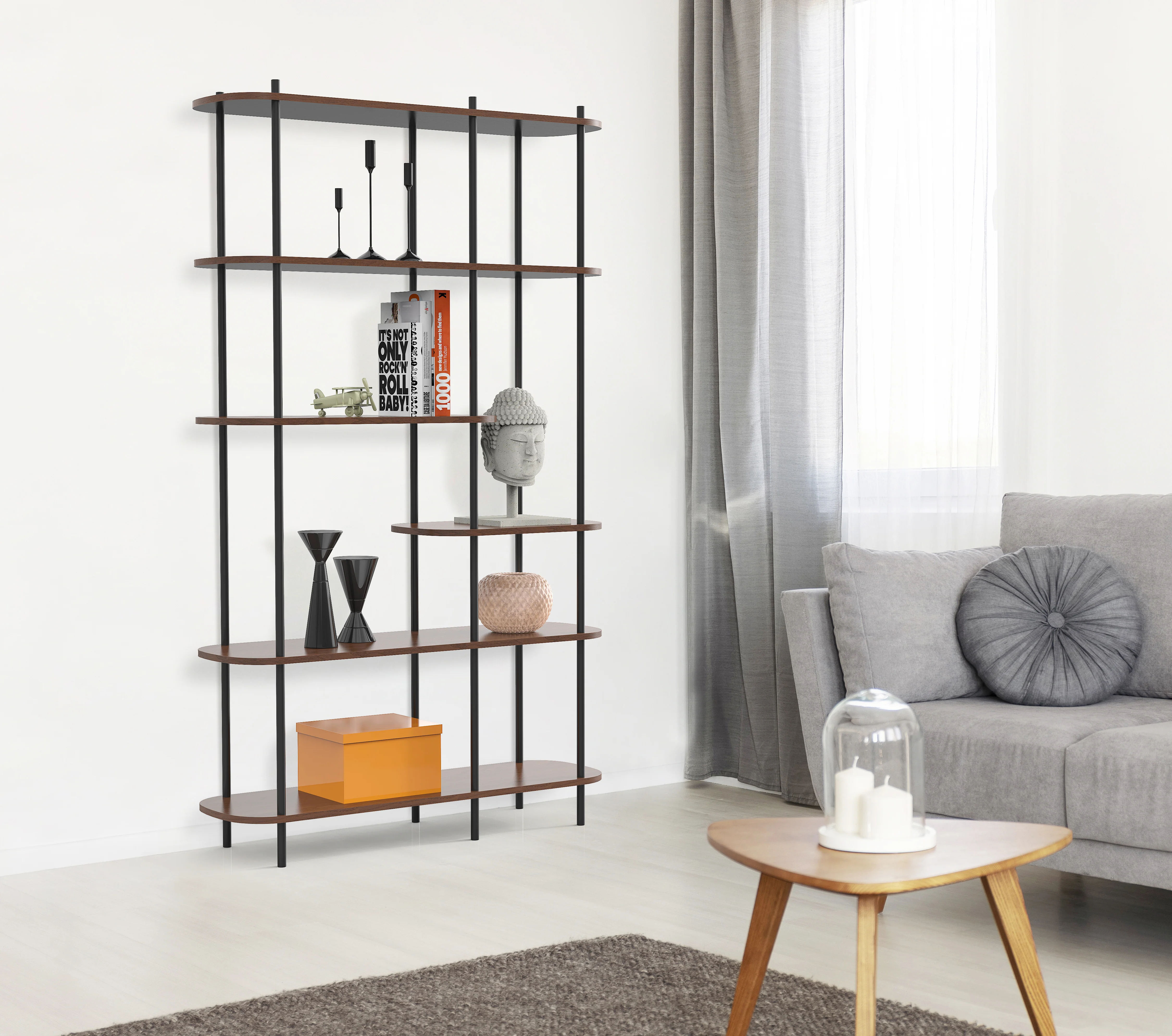 GOTEBORG - Etagère style moderne en métal et bois marron - Image 6