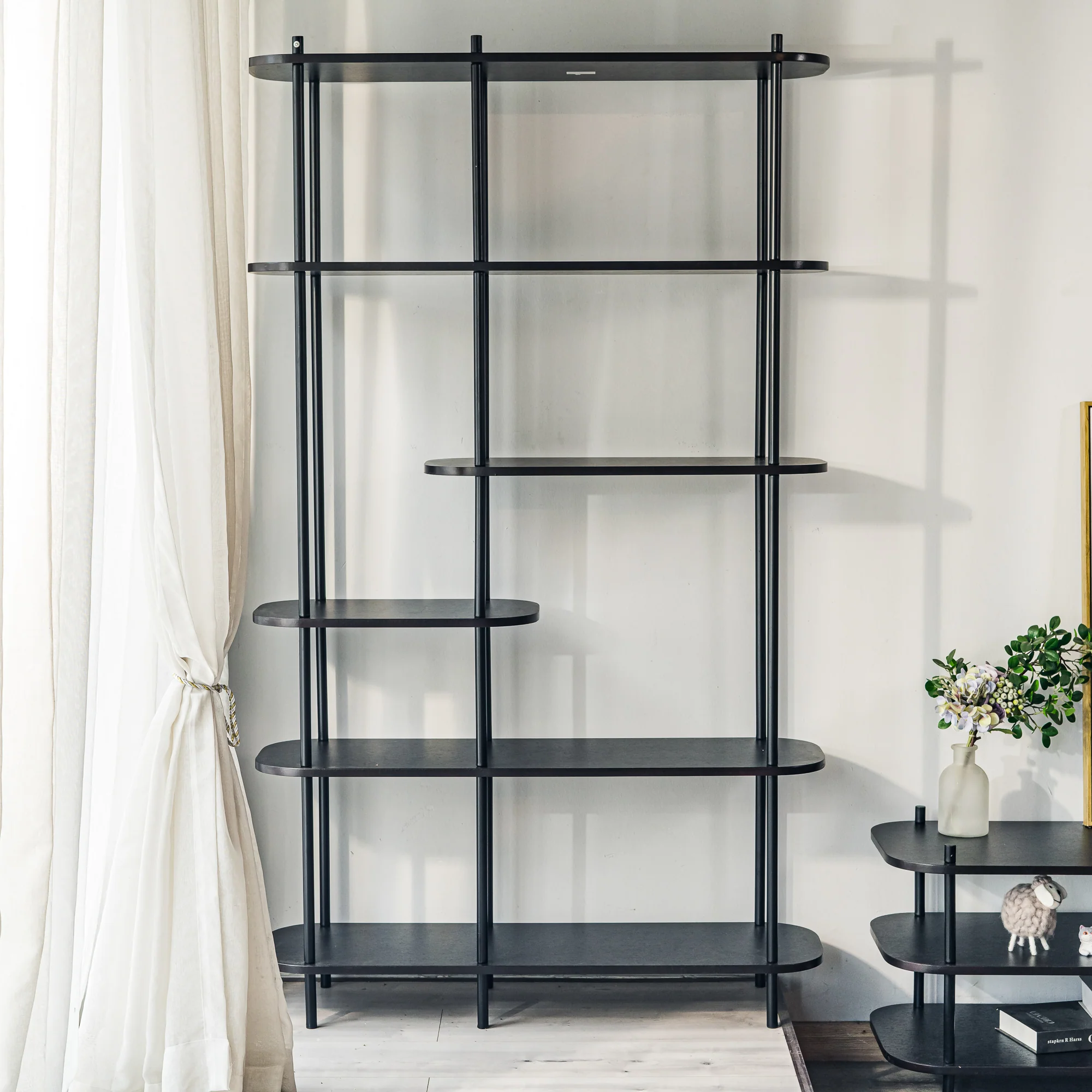 GOTEBORG - Etagère style moderne en métal et bois noir - Image 5