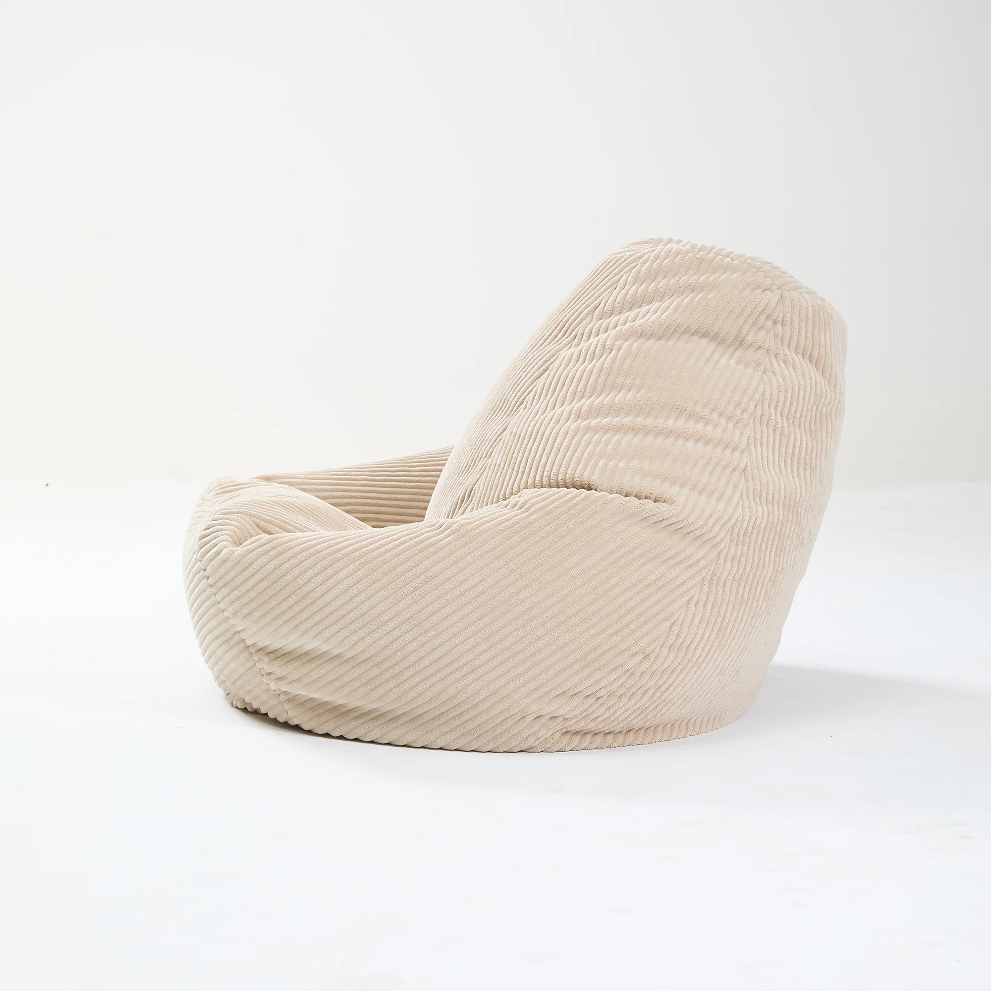 GRANA - Pouf en velours côtelé beige - Image 7