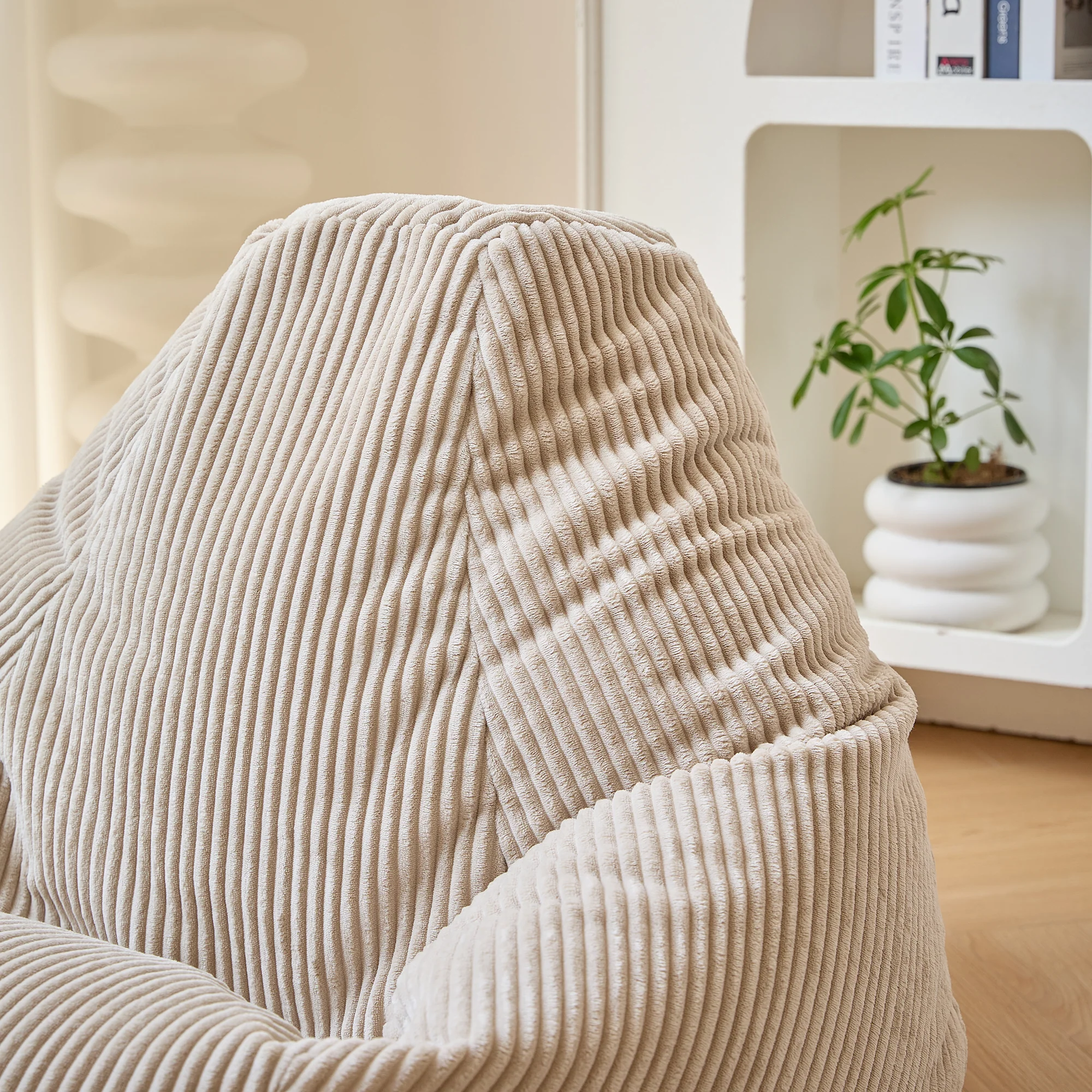 GRANA - Pouf en velours côtelé beige - Image 9