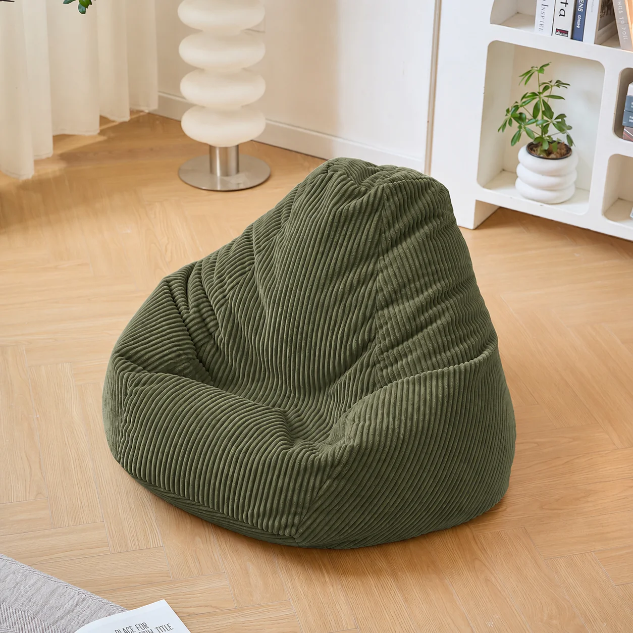 GRANA - Pouf en velours côtelé vert - Image 3
