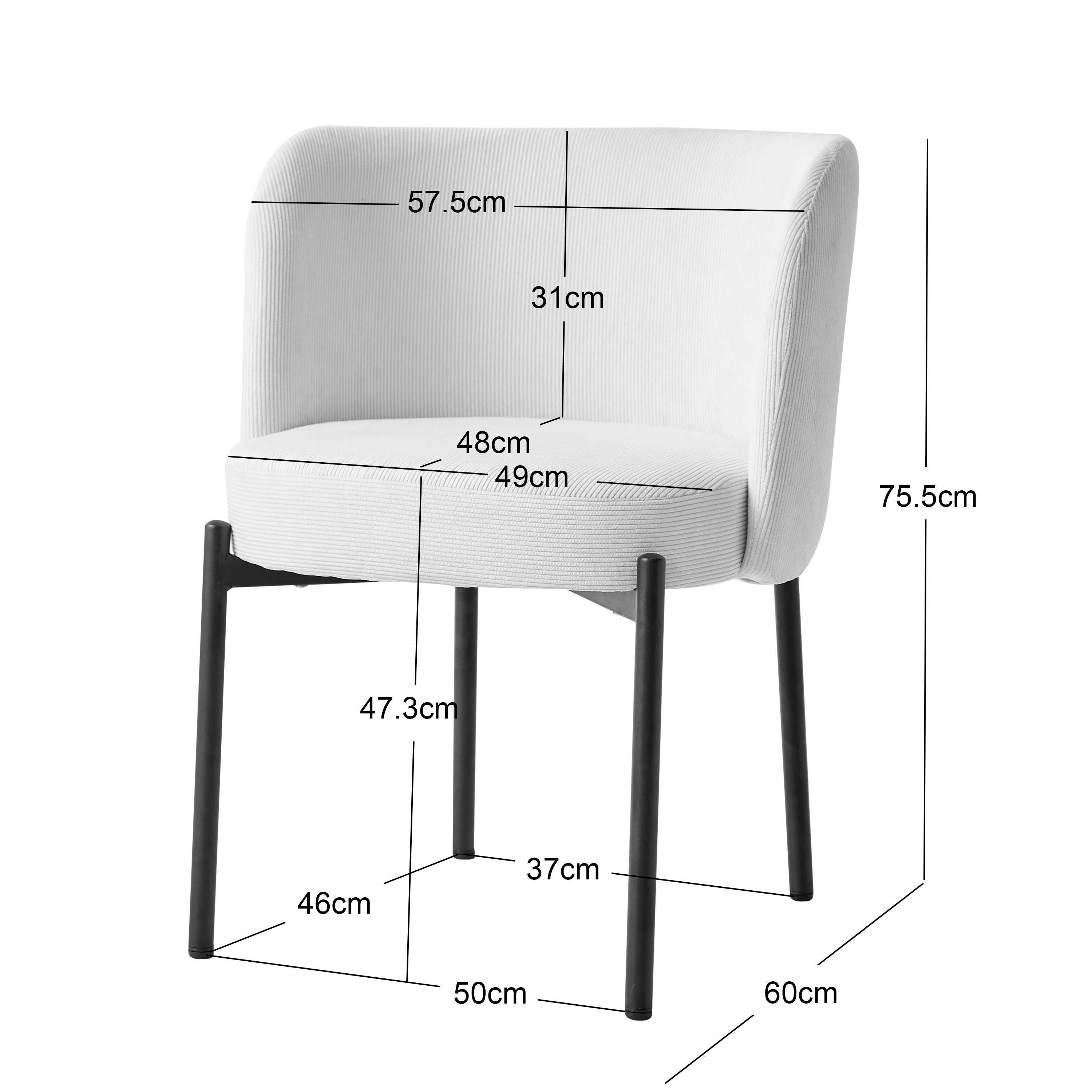 GRIMSTAD - Lot de 2 chaises scandinaves en métal et bouclettes blanches - Image 3