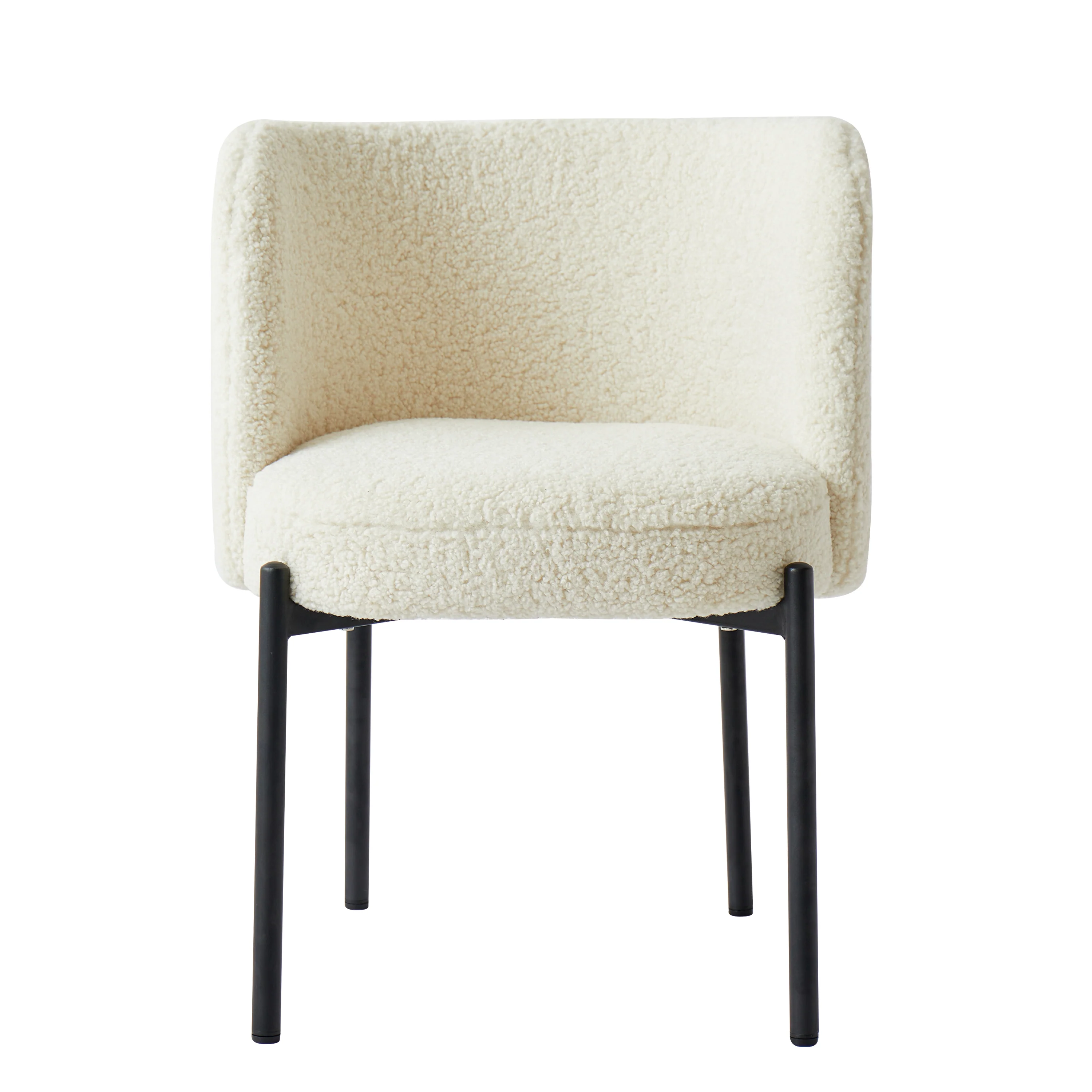 GRIMSTAD - Lot de 2 chaises scandinaves en métal et bouclettes blanches - Image 5