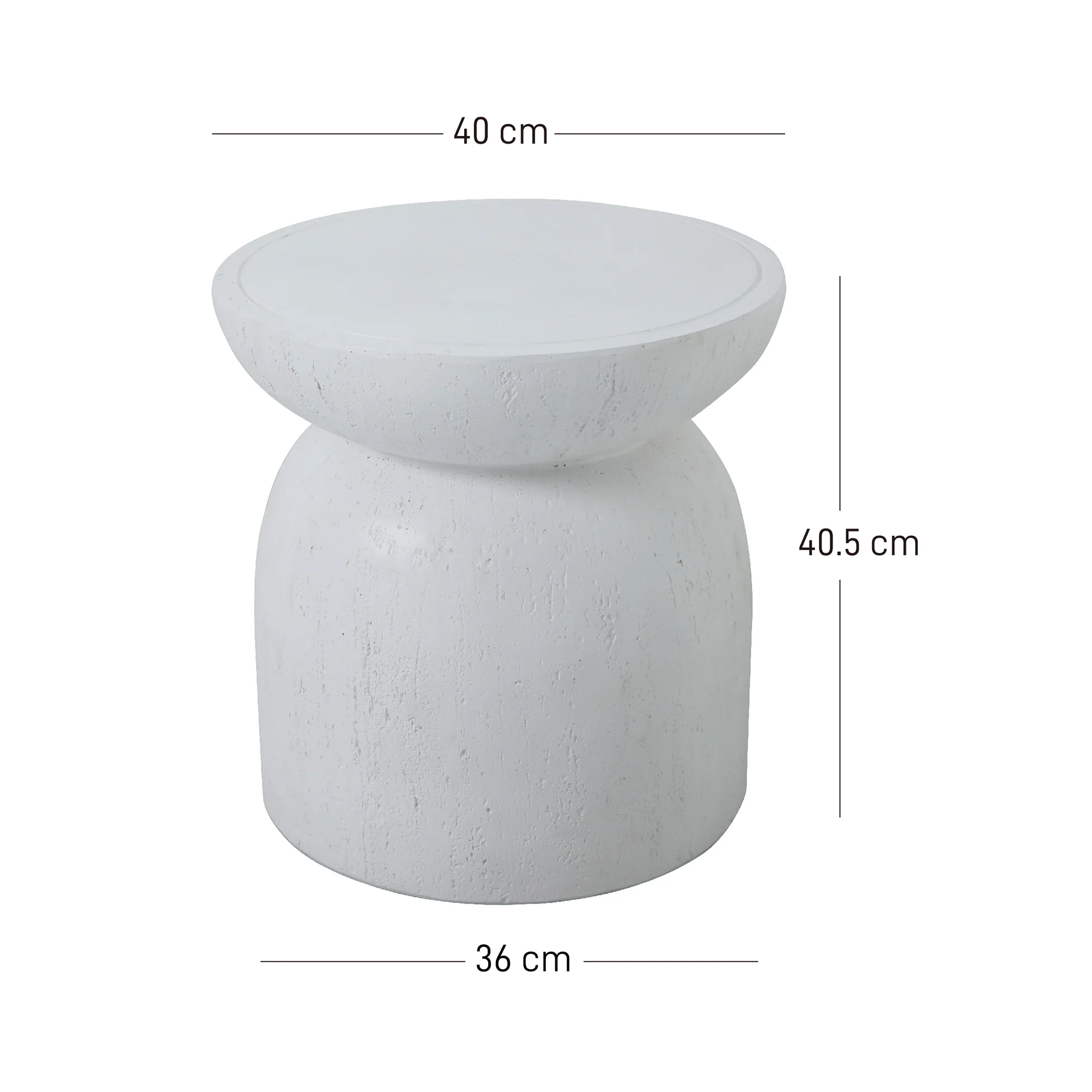 HJORRING - Table d'appoint bout de canapé intérieur extérieur en magnesite blanc - Image 4