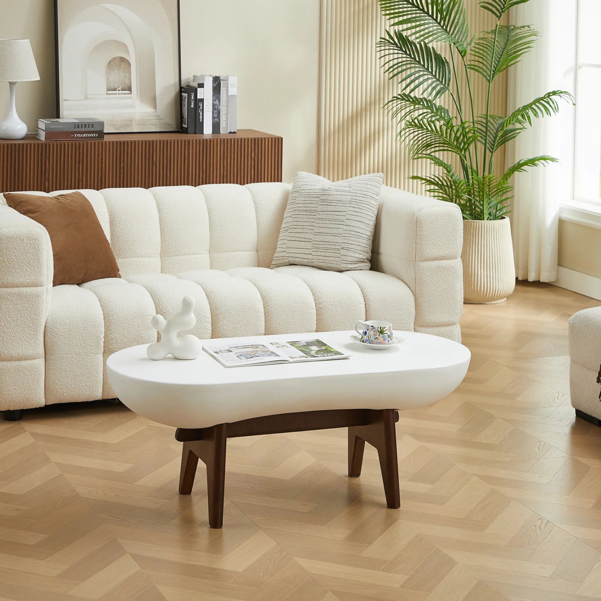 IRUNA - Table basse indoor outdoor en bois et magnésite blanc - Image 3