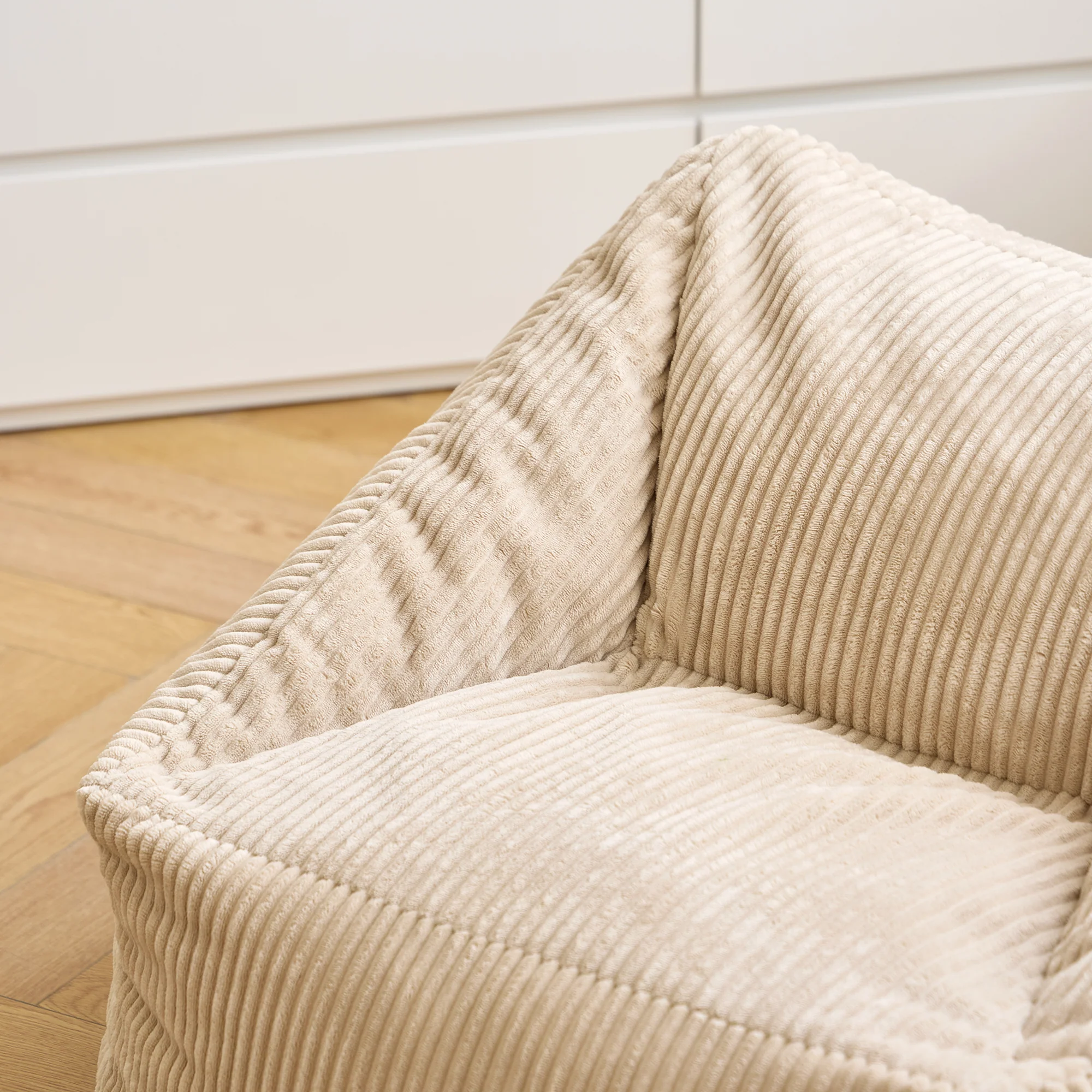 JON - Pouf en velours côtelé beige - Image 5